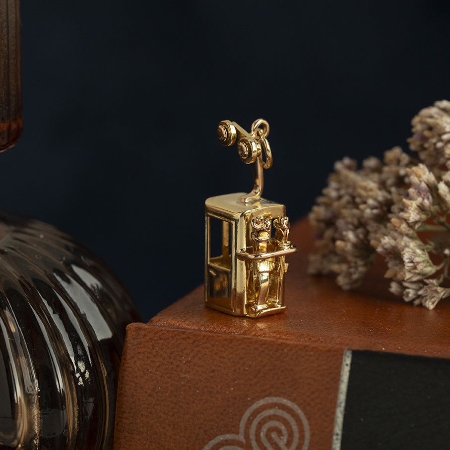 Gouden vintage skilift hanger 18 kt