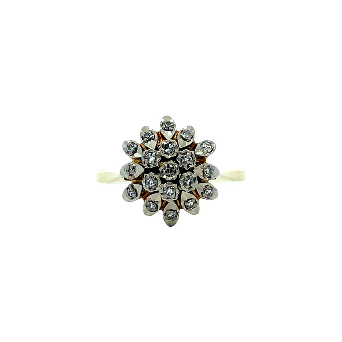 Vintage 14 kt gold entourage ring with diamond