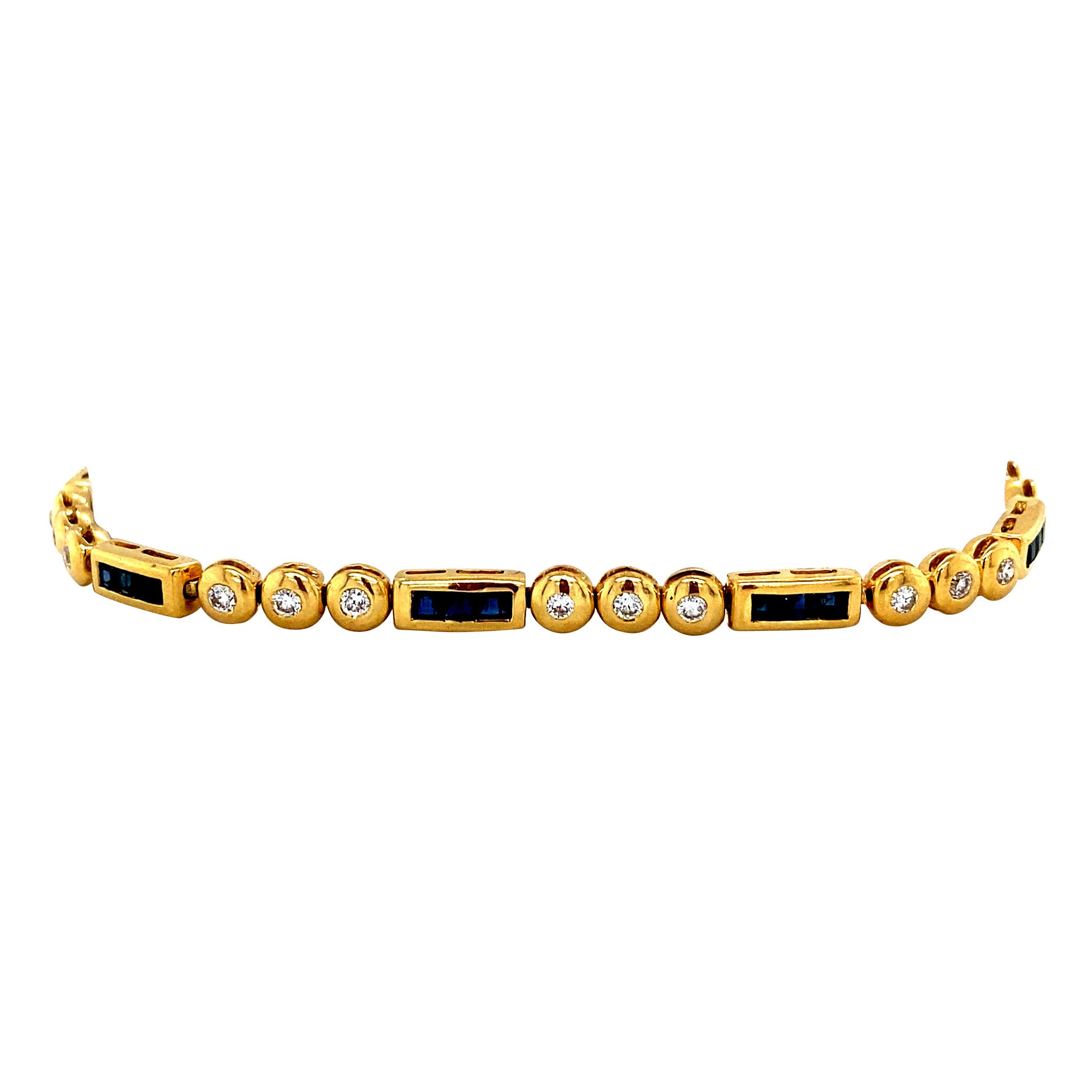 Gouden vintage armband met saffier en diamant 18 krt