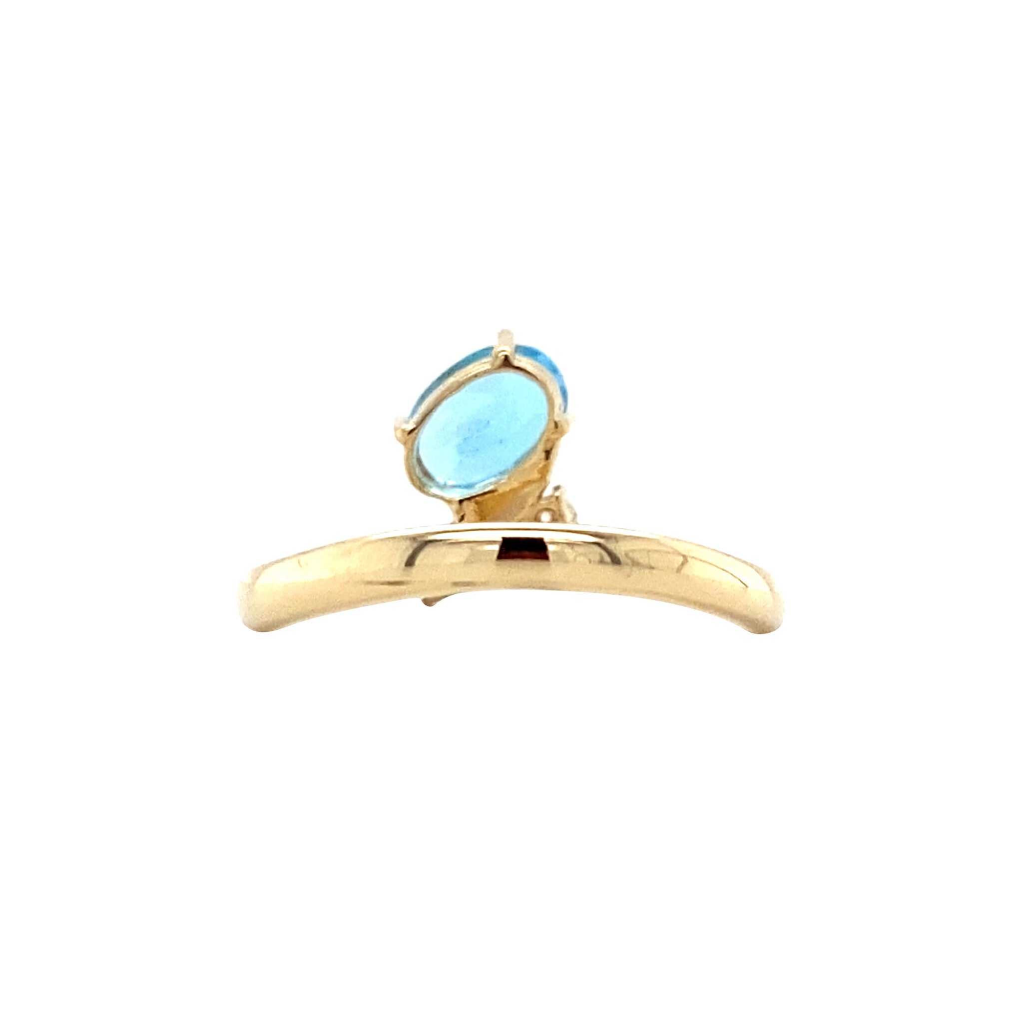 Gold ring with topaz and diamond 18 kt