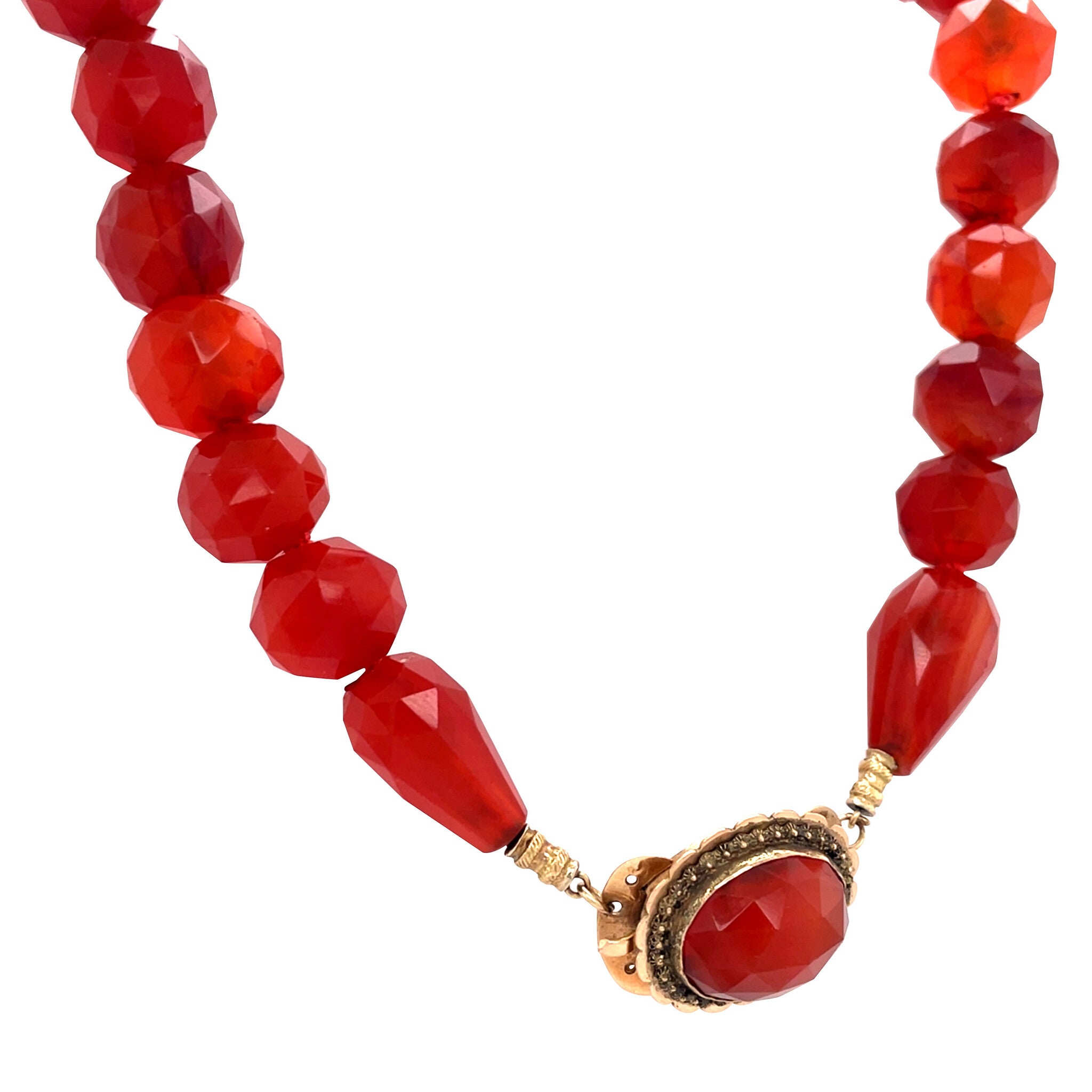 Vintage carnelian necklace with gold clasp 14 kt