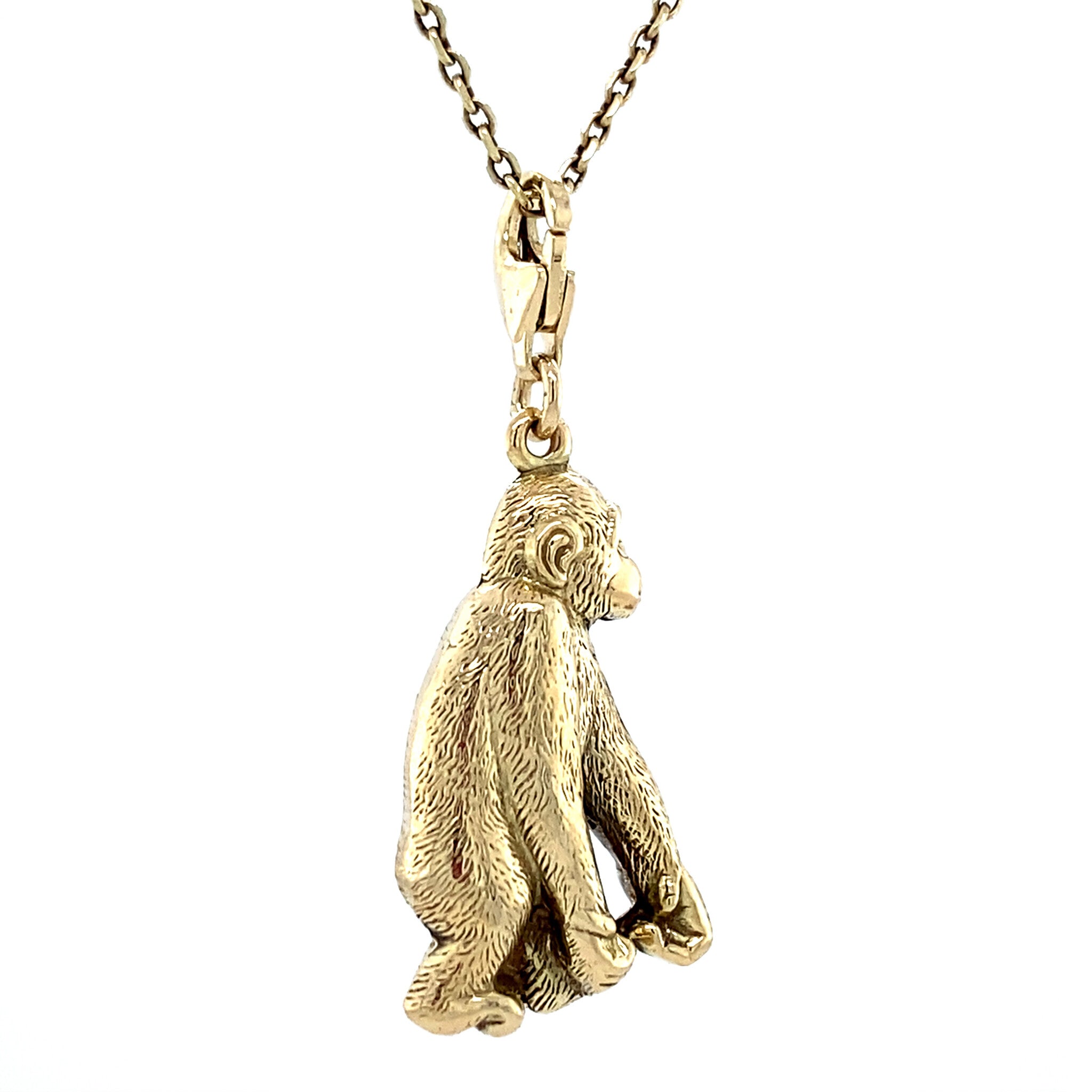 Vintage gold monkey pendant 14 kt