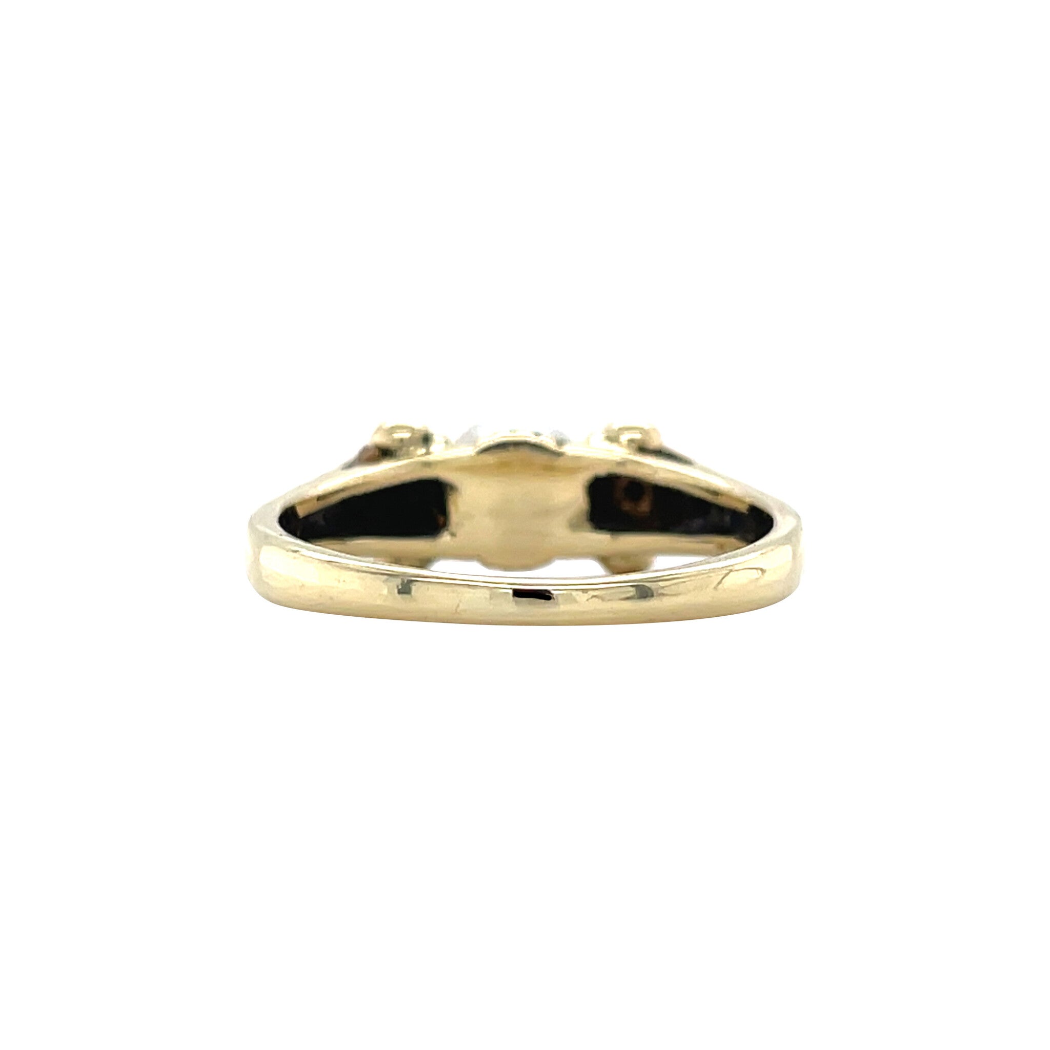 Gouden vintage ring met parel en diamant 14 krt