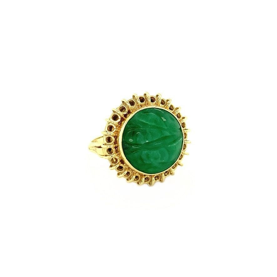 Gold ring with aventurine 14 krt