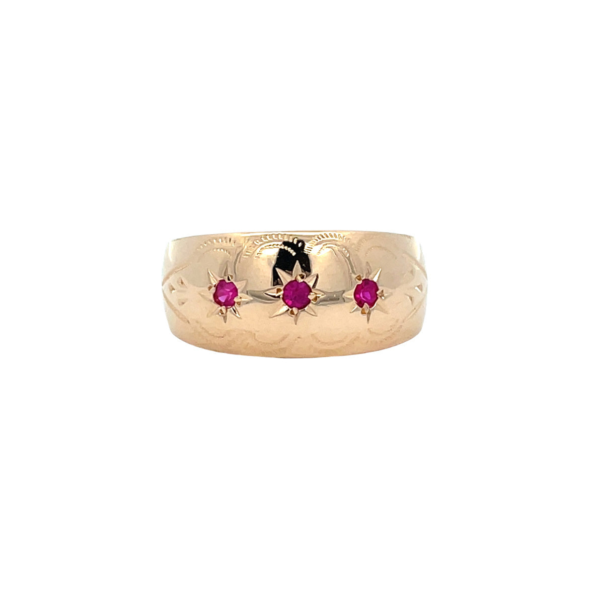 18 kt rose-gold vintage ring with ruby