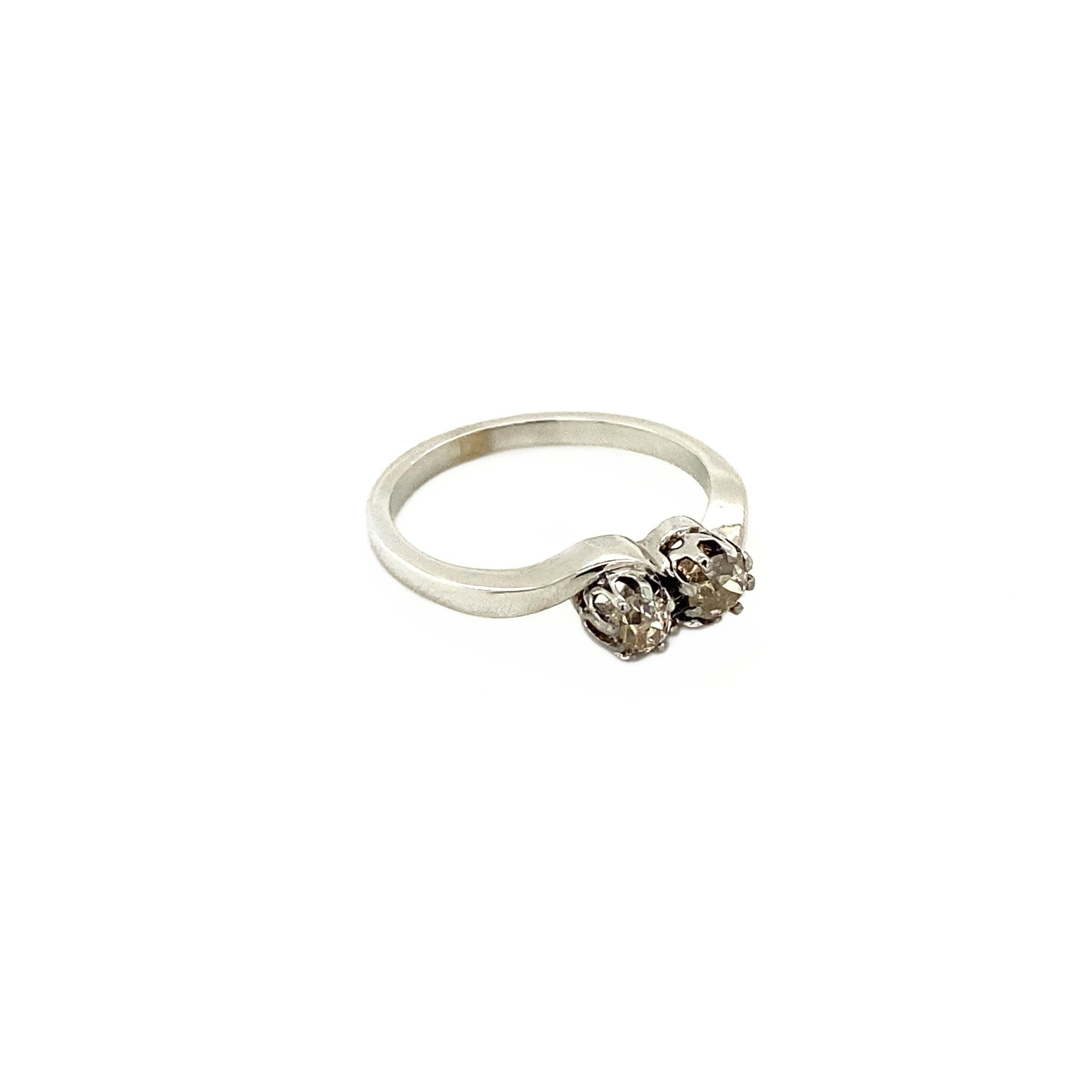 Witgouden slag ring met diamant 14 krt