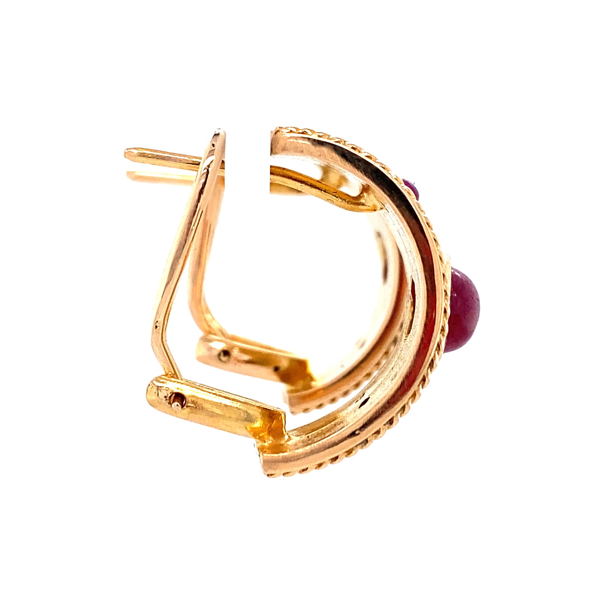 Gouden vintage oorhangers met robijn 18 krt