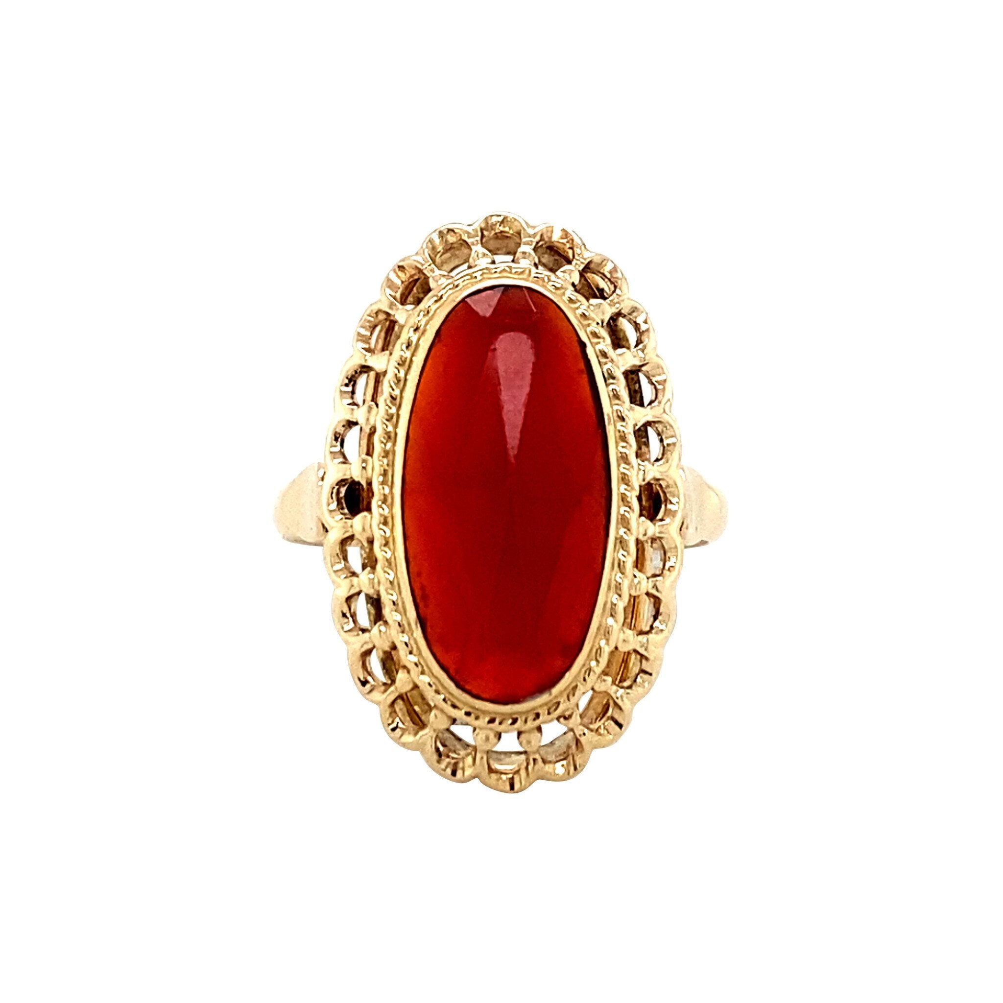 Gouden ring met carneool 14 krt