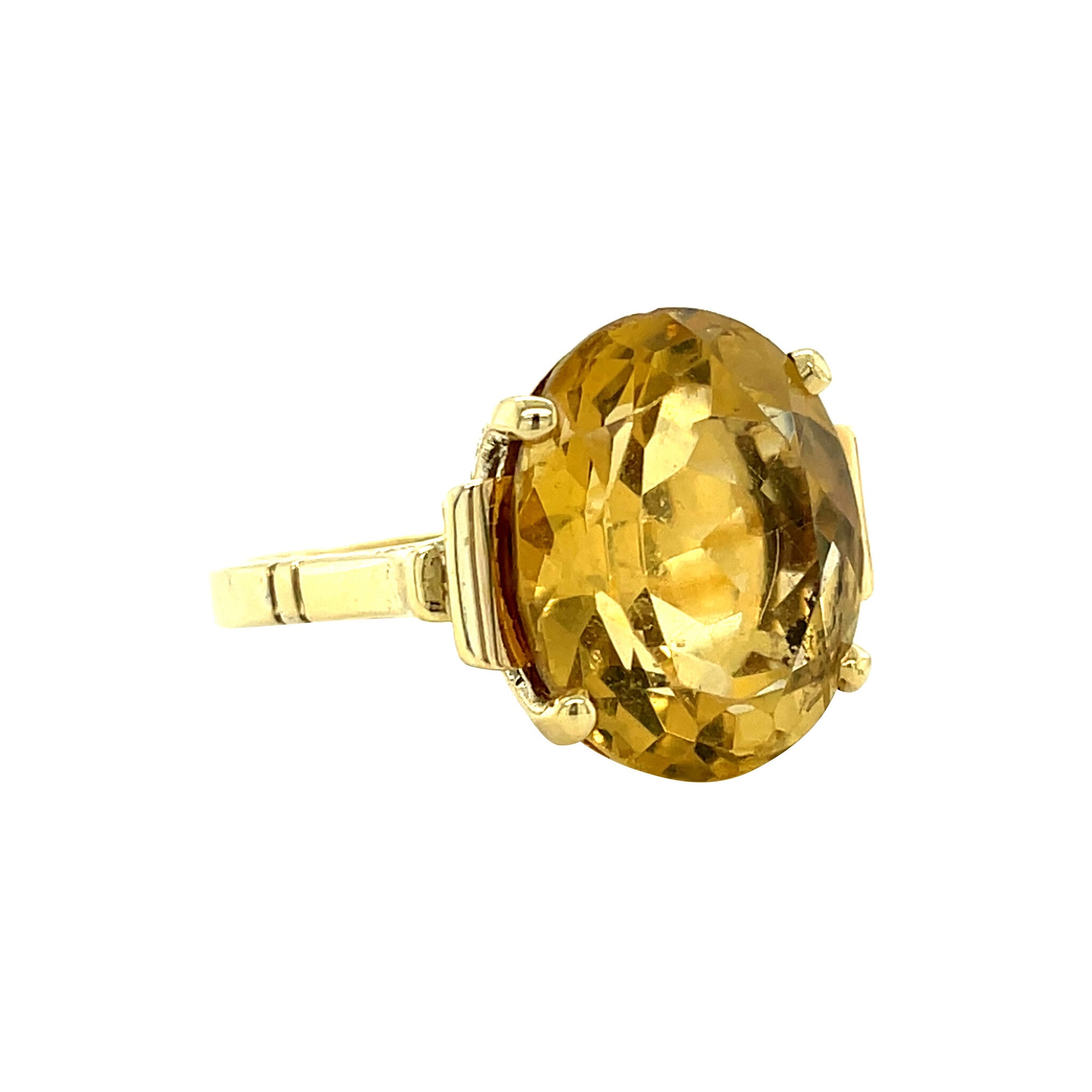 Gouden vintage ring met citrien 18 krt