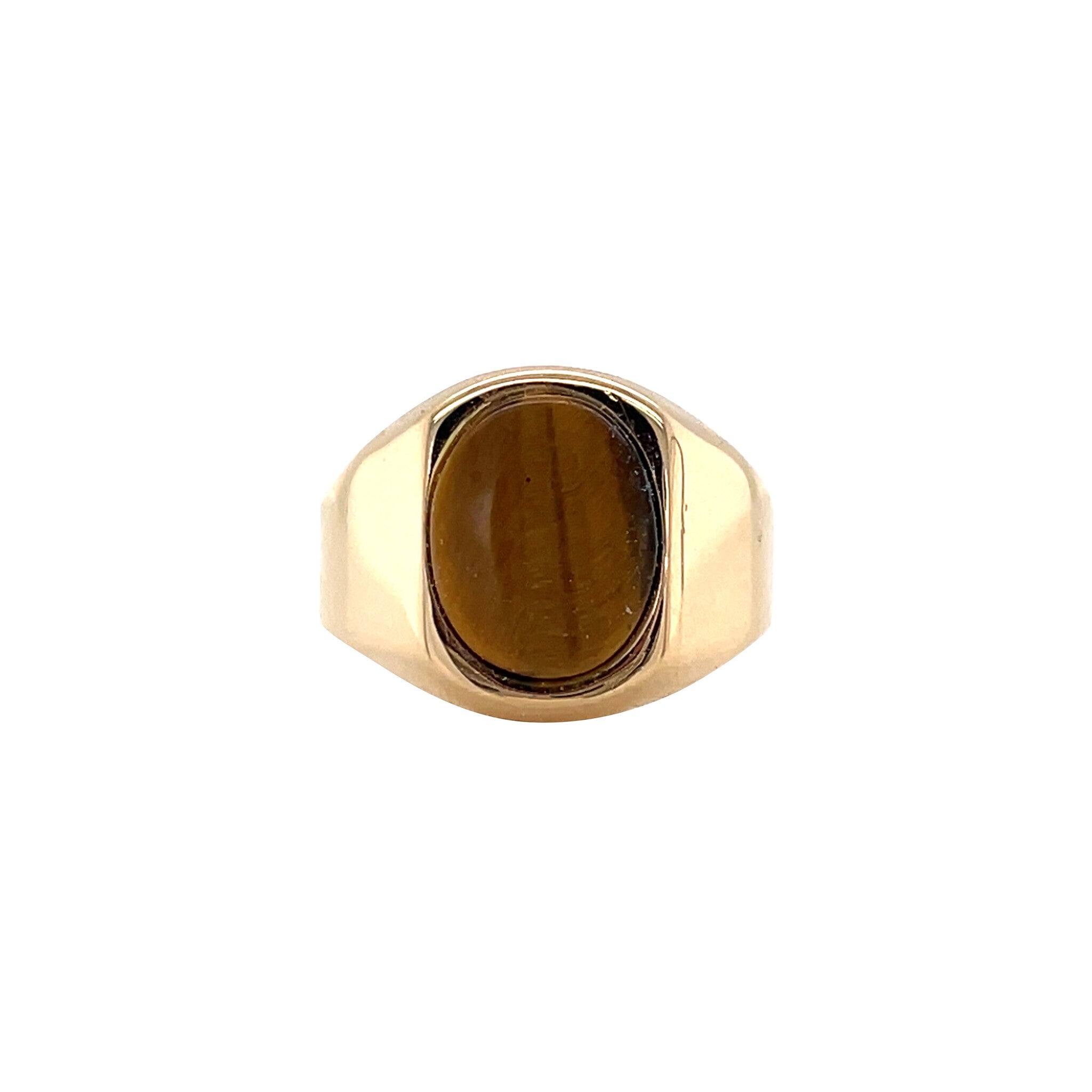 Gold vintage signet ring with tiger's eye 14 kt