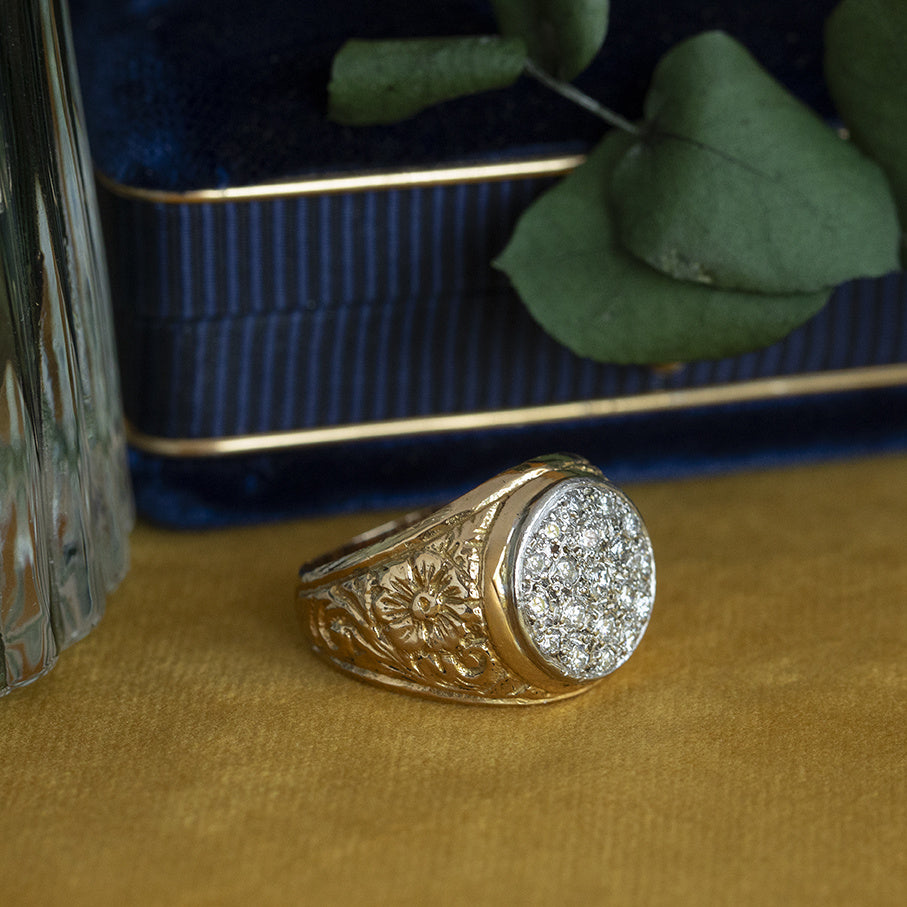Gouden vintage ring met diamant 18 kt