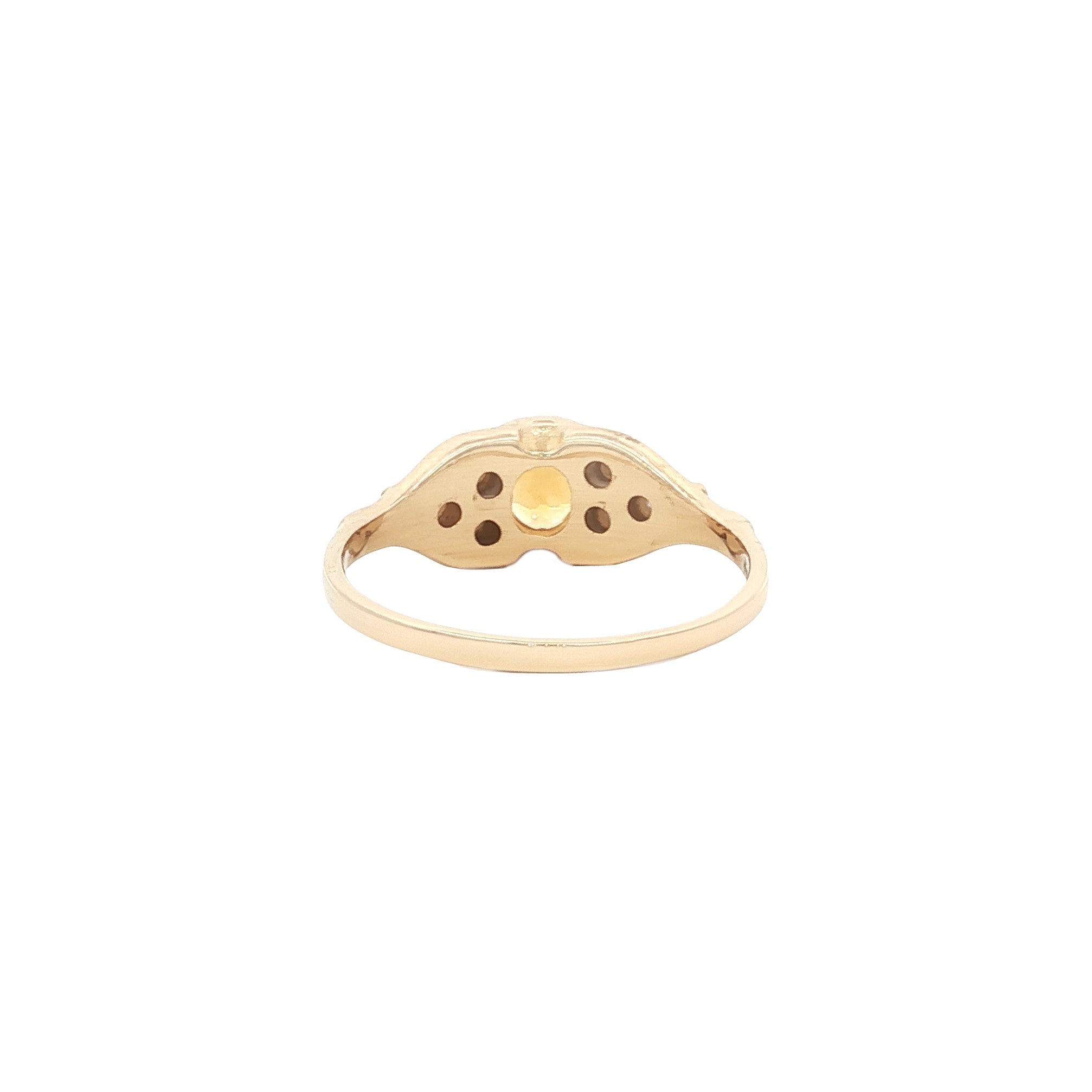 Gold ring with citrine and pearl 14 kt