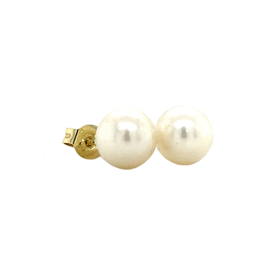 14 kt gold pearl stud earrings