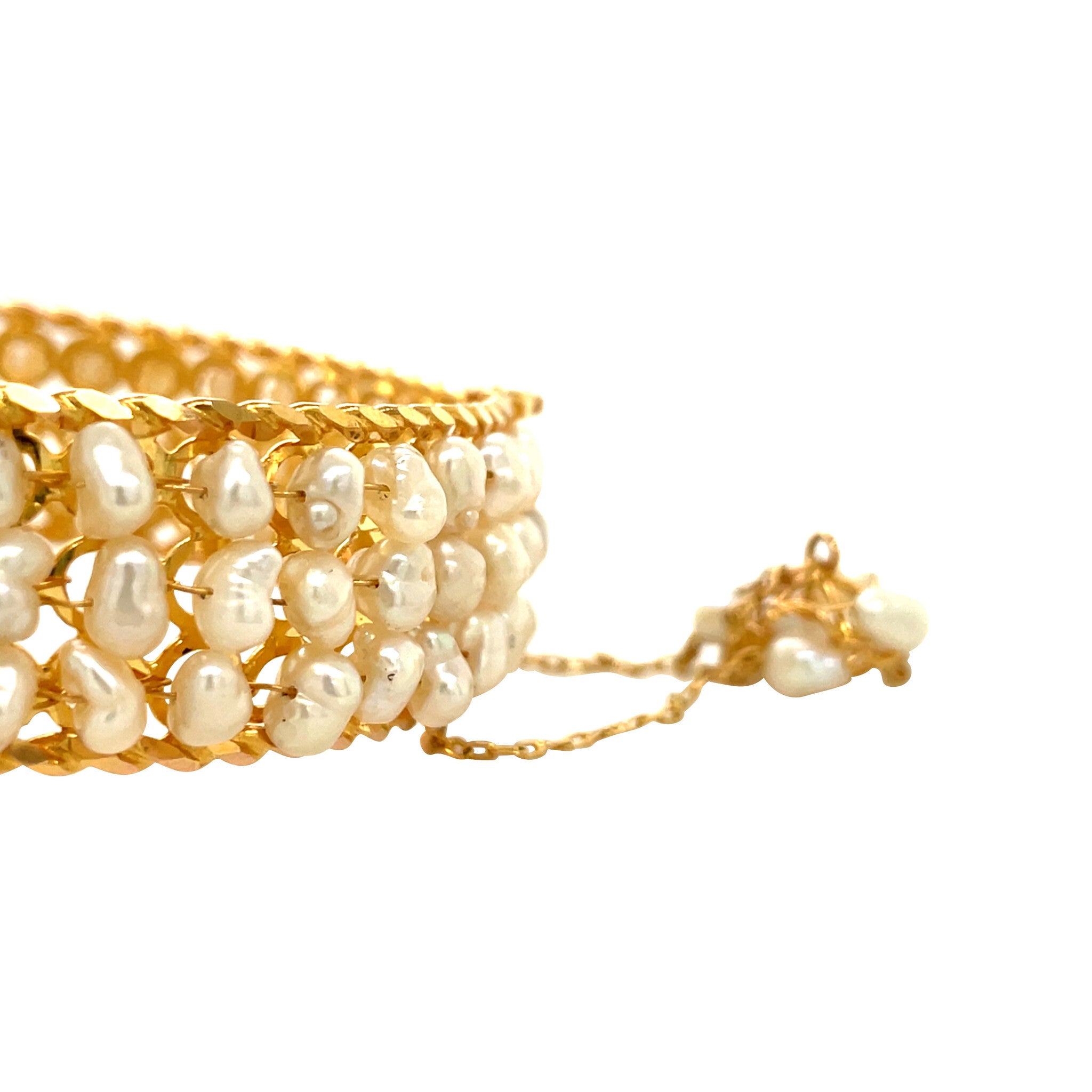 Gold vintage bangle with pearl 20 kt