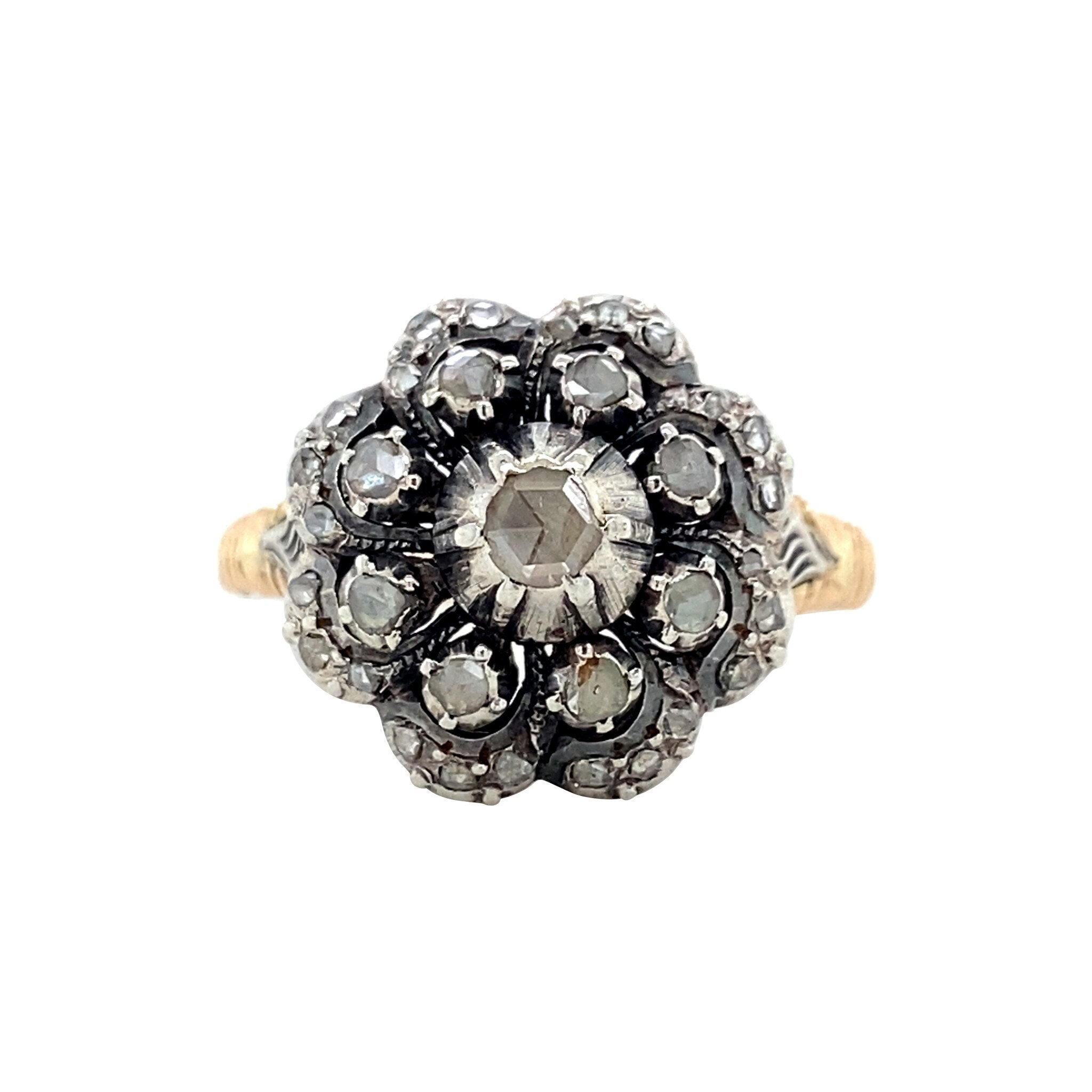 Gouden entourage ring met roosdiamant 14 krt/925