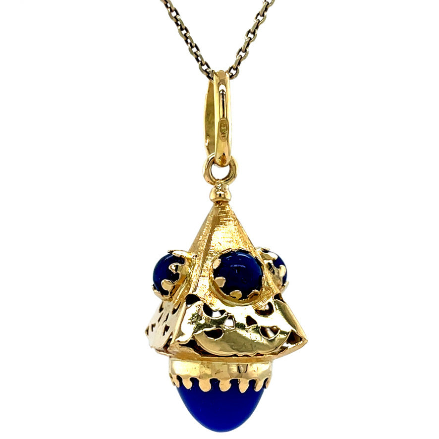 Vintage gouden hanger met chalcedoon en kleursteen 18 krt