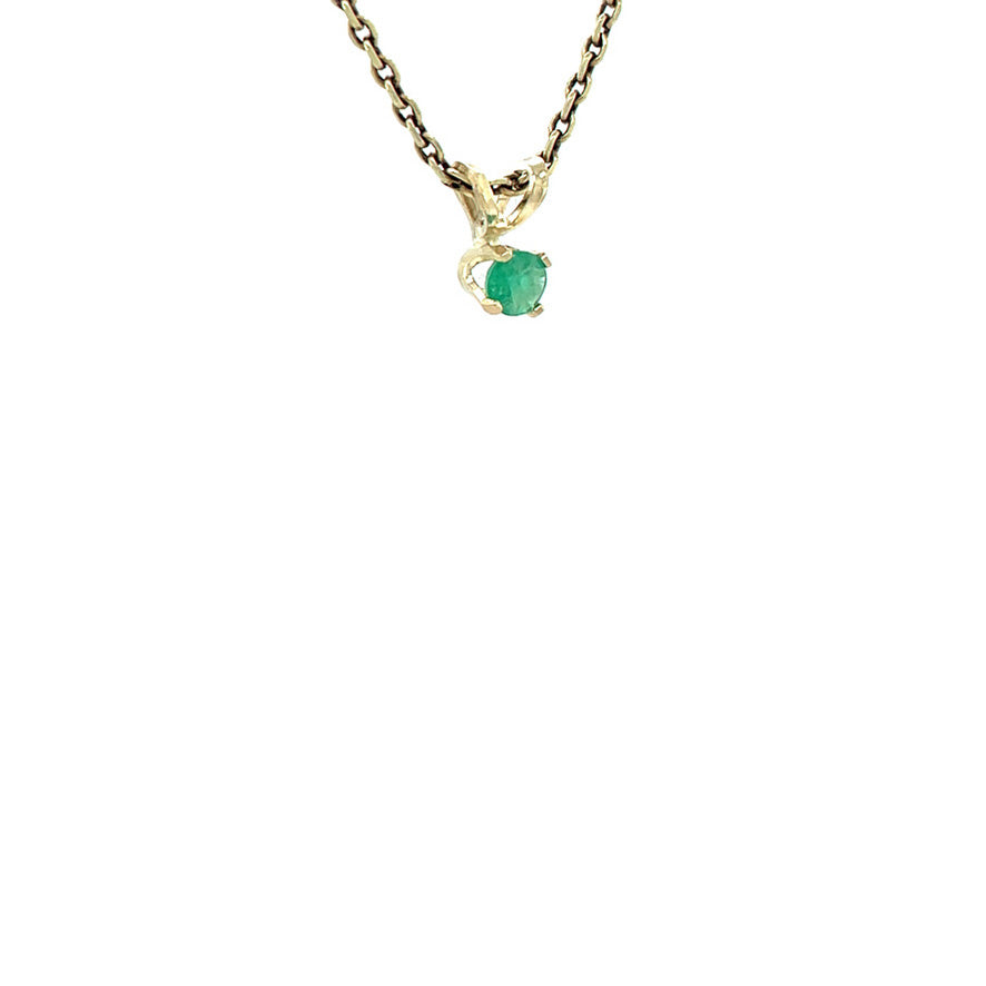 Gouden vintage solitair hanger met smaragd 14 kt