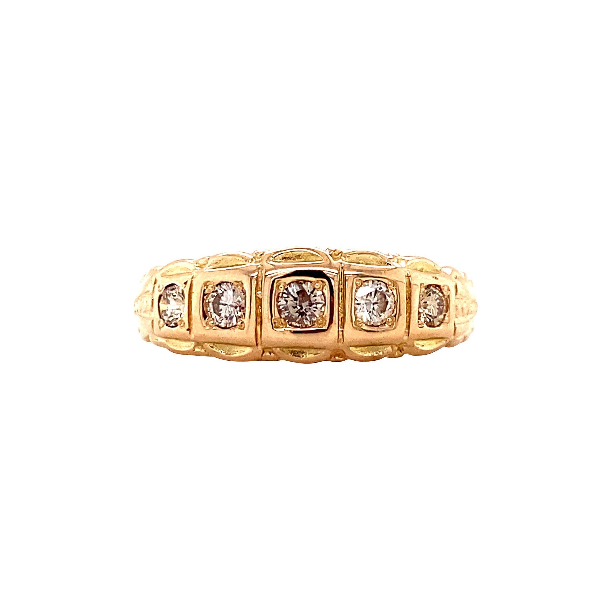 Roségouden rijring met diamant 14 krt