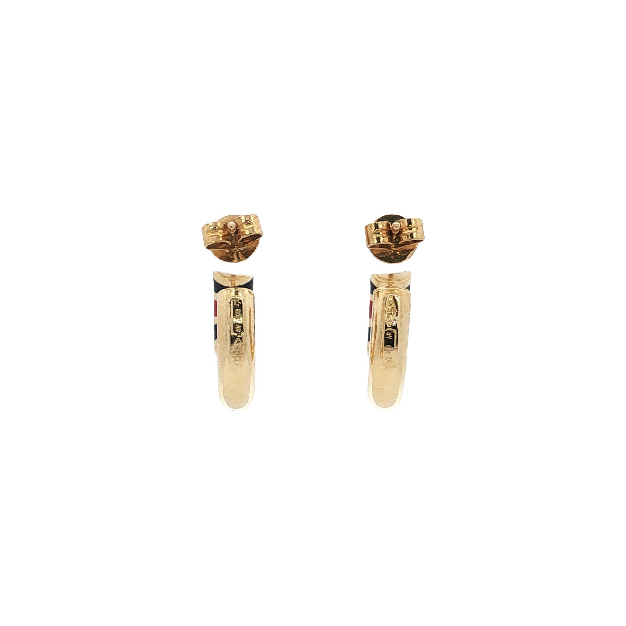 Gouden vintage oorstekers met emaille 18 kt