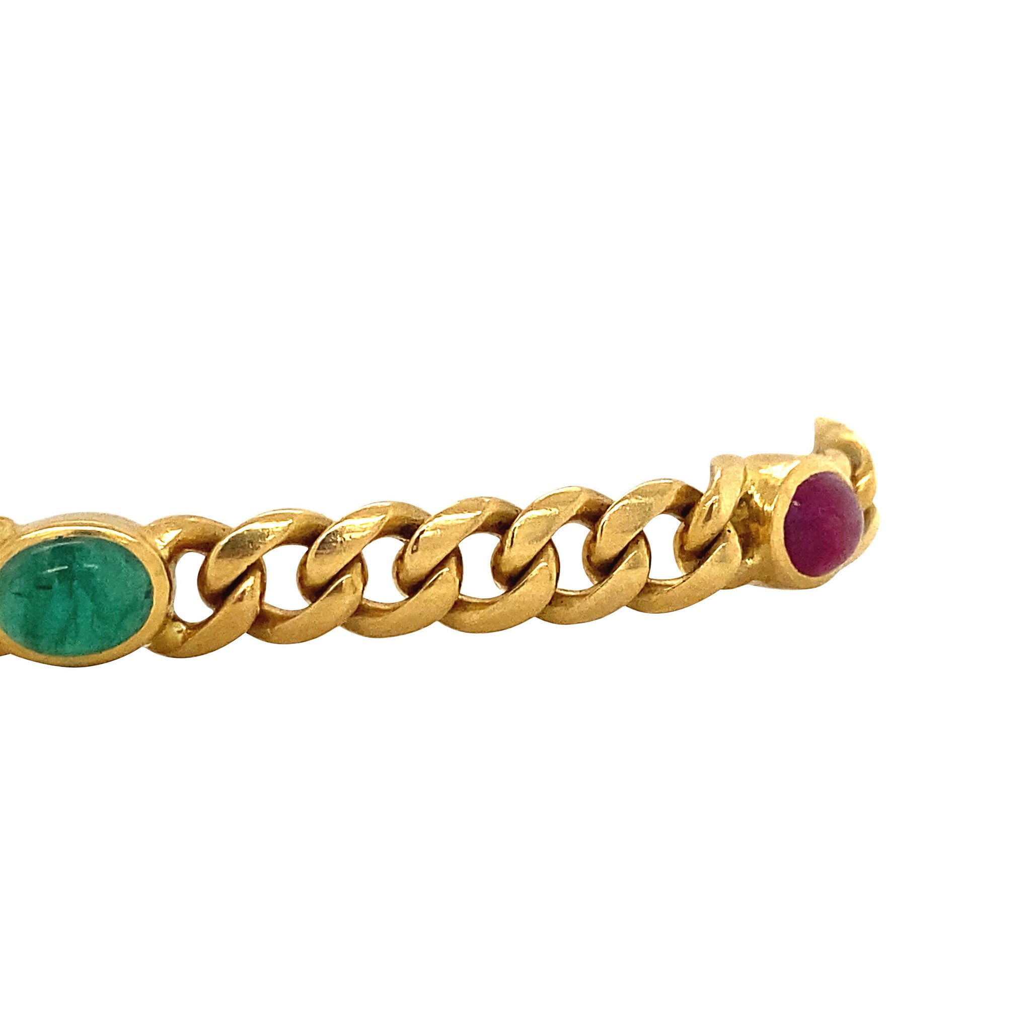 Vintage gouden armband met saffier, smaragd en robijn 18 krt