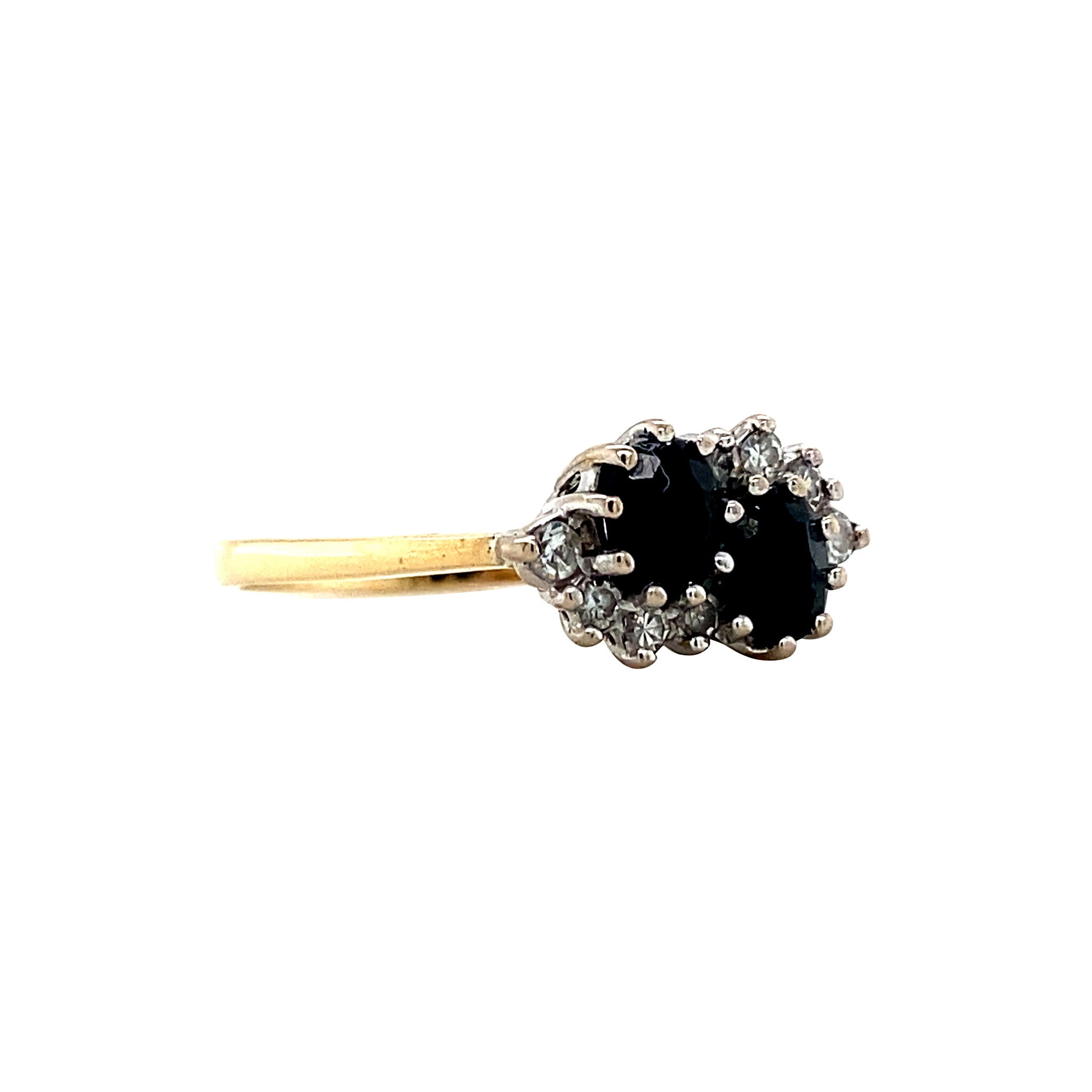 Gold ring with sapphire and diamond 18 krt