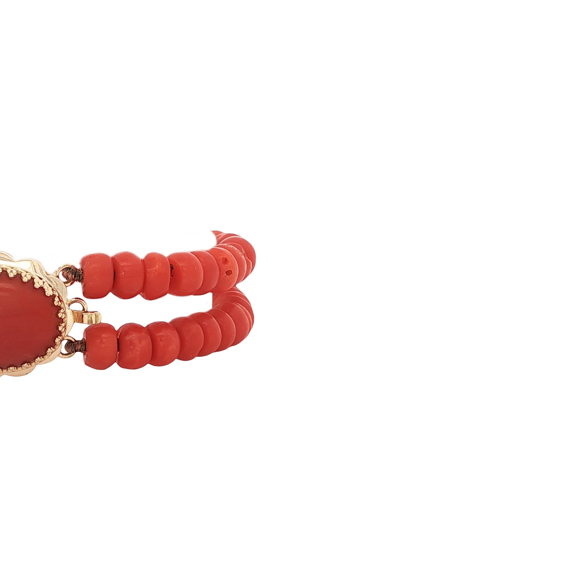 Vintage bloedkoraal armband met gouden sluiting 14 kt