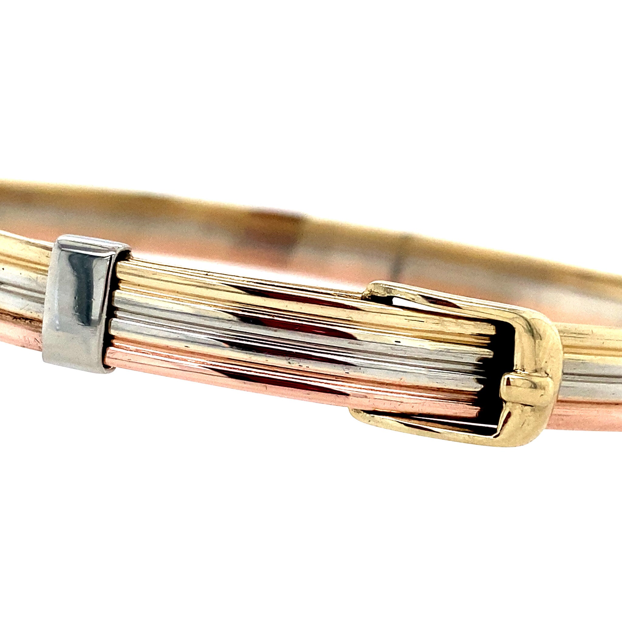 Tricolour vintage gouden bangle 14 krt