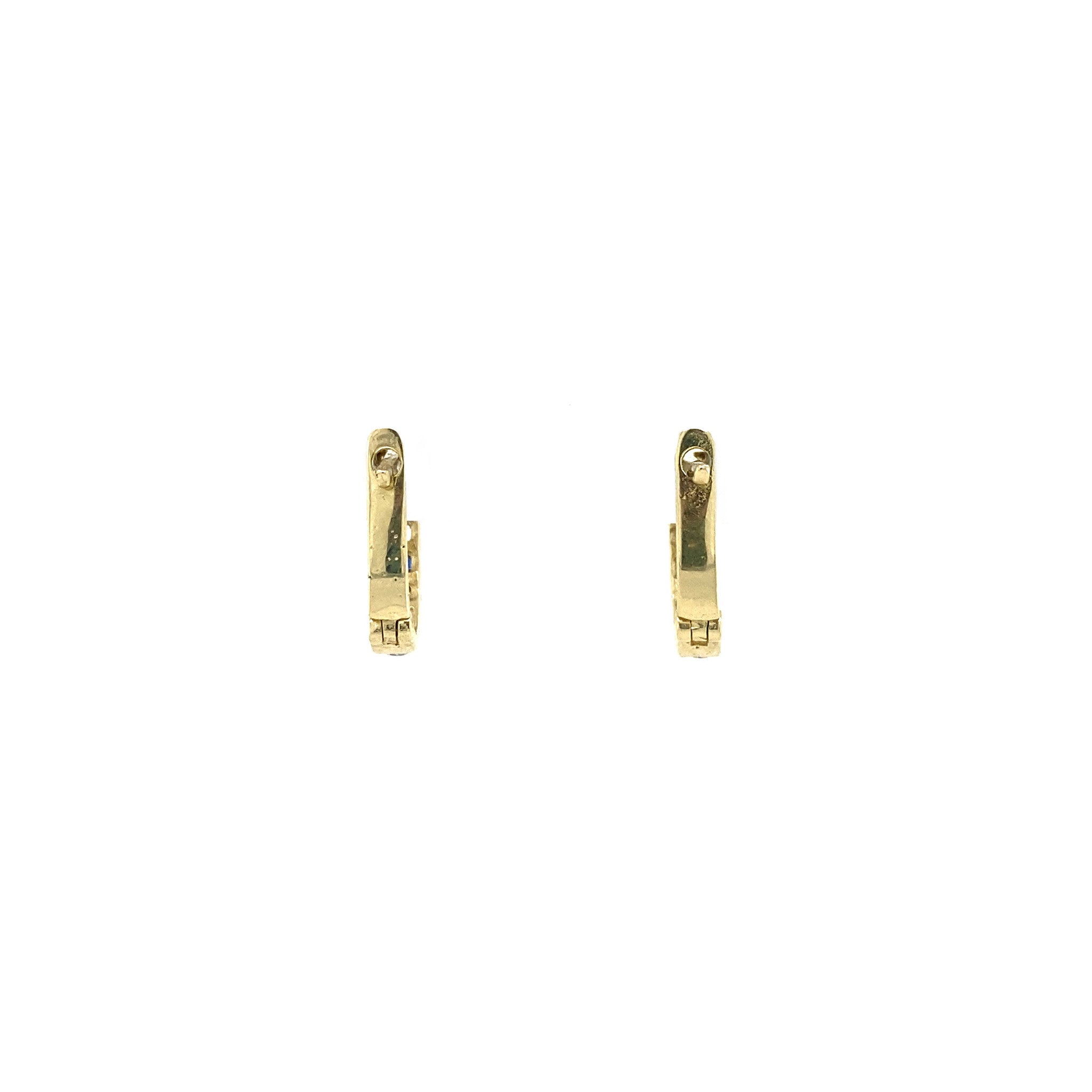 Gouden oorstekers met zirkonia en saffier 14 krt