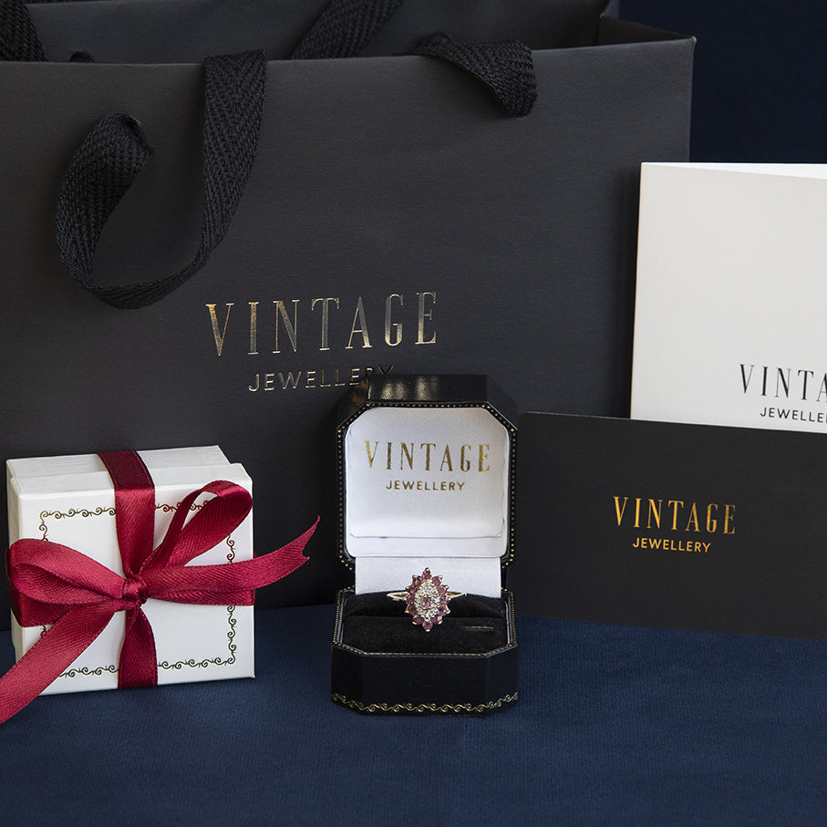 Gouden vintage ring met granaat 14 kt