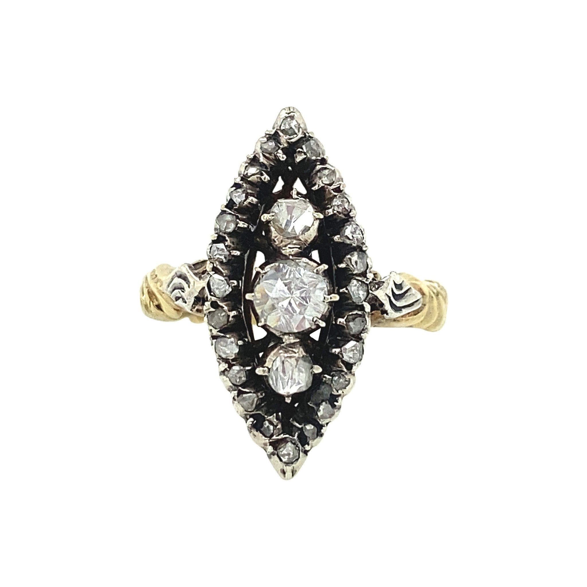 Gouden prinsessen ring met roosdiamant 14 krt/925