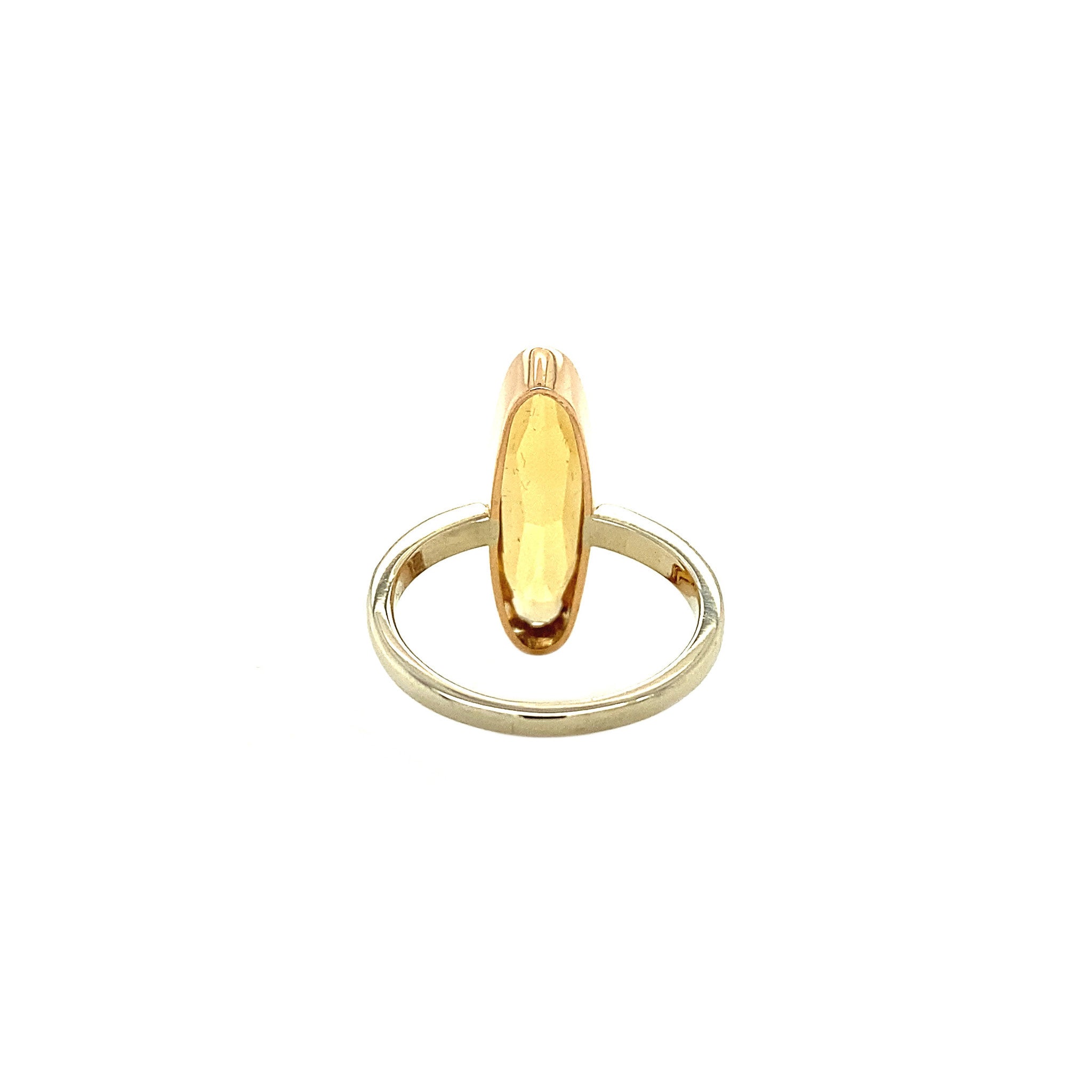 Gold ring with citrine and diamond 14 kt