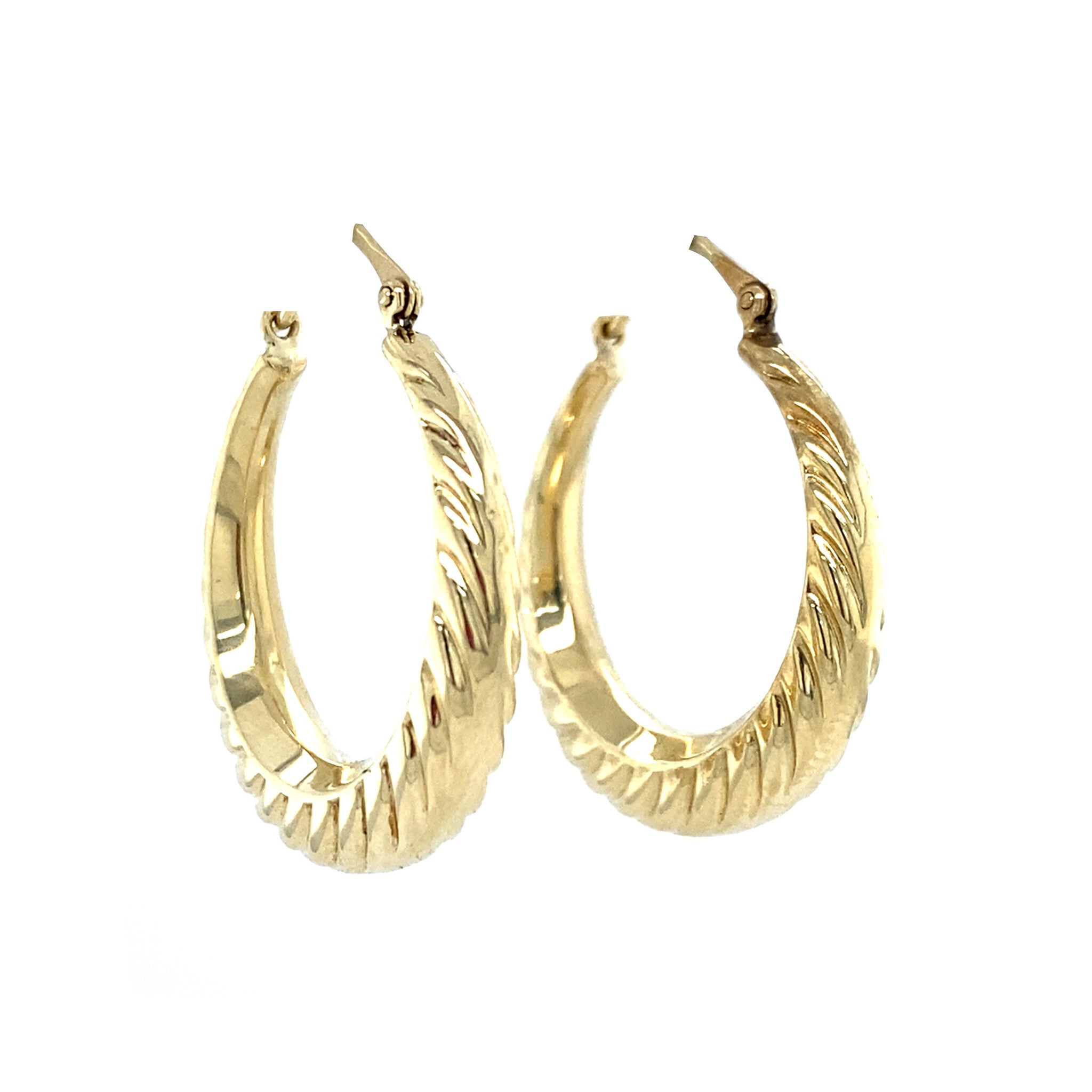 Gouden vintage fantasie oorringen 14 krt