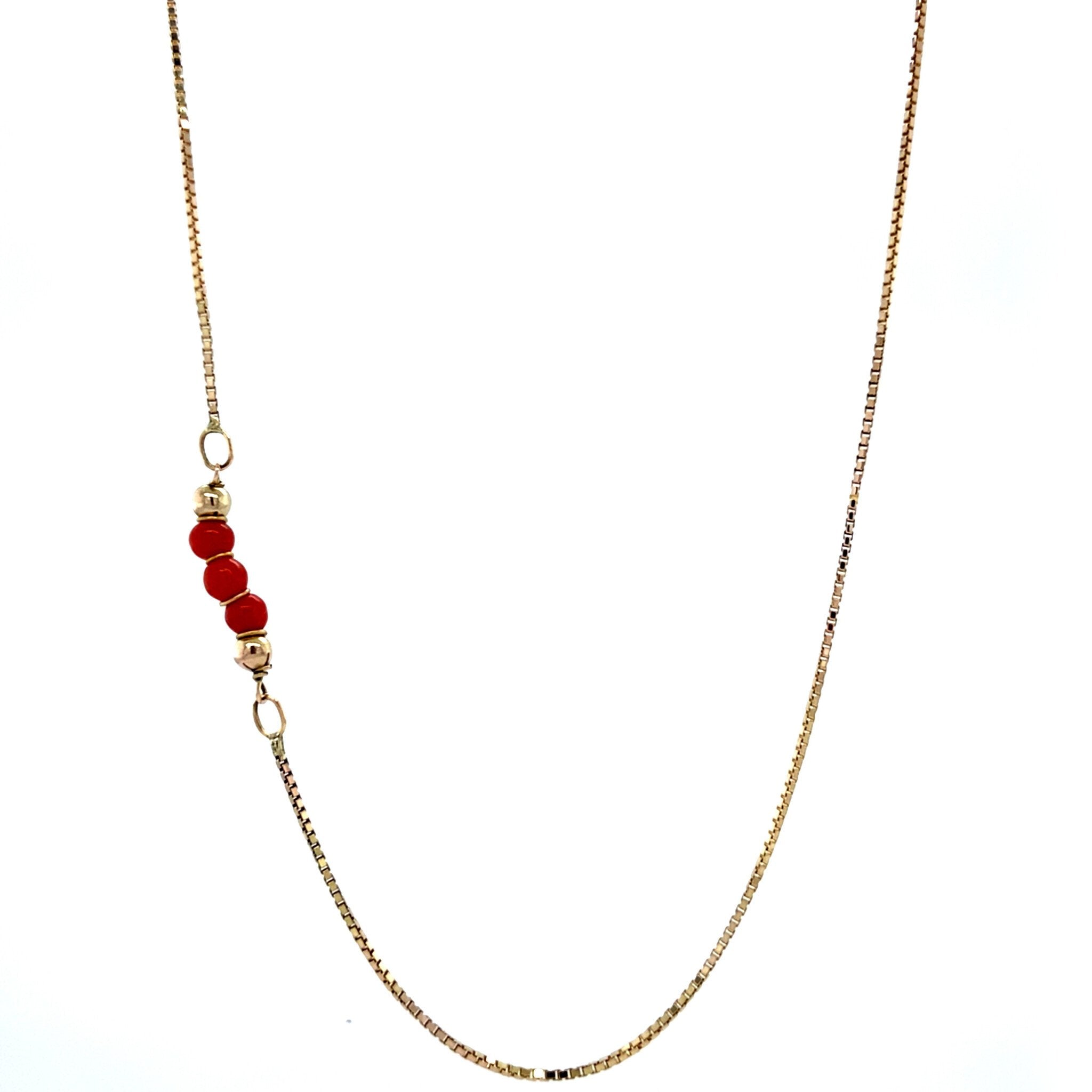 Gold necklace with blood coral 14 carat