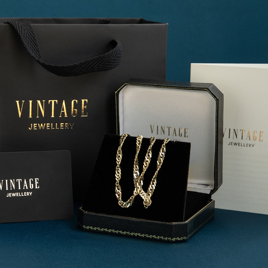 Gold vintage jasseron necklace 14 kt