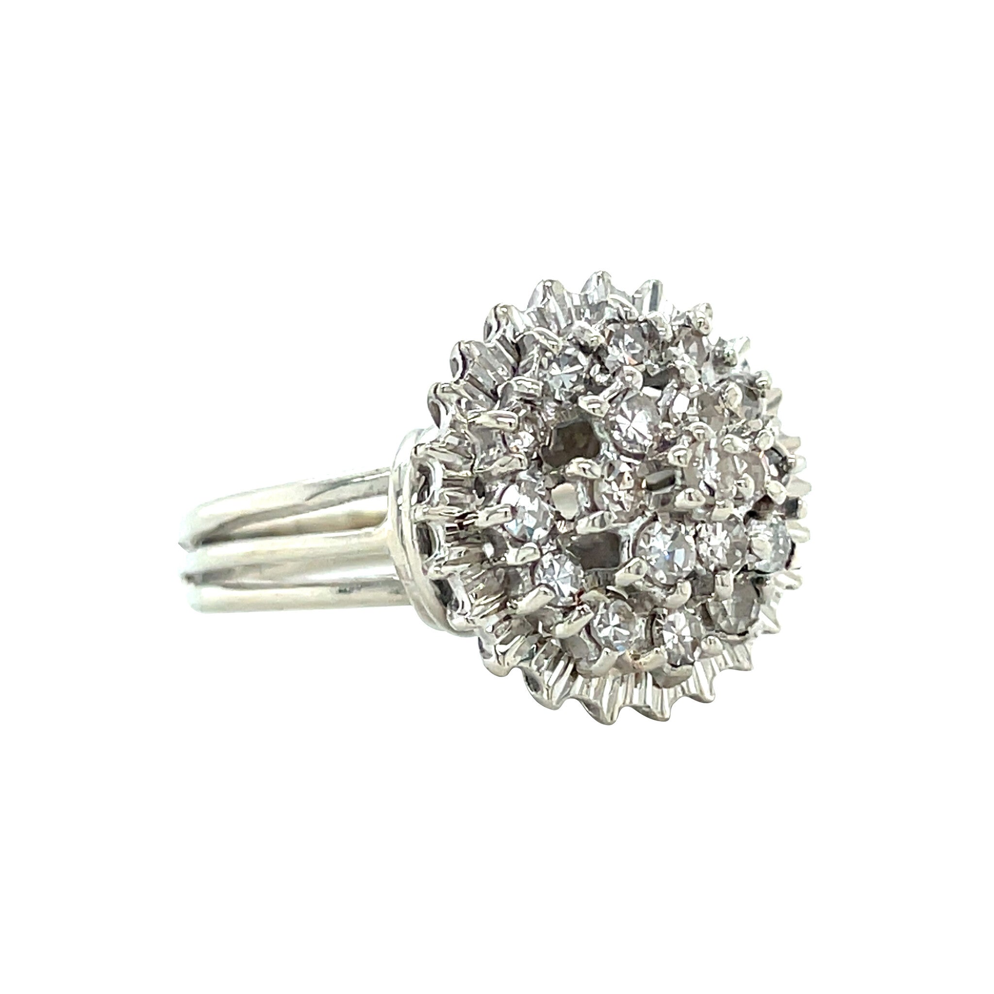 Witgouden vintage entourage ring met diamant 18 kt