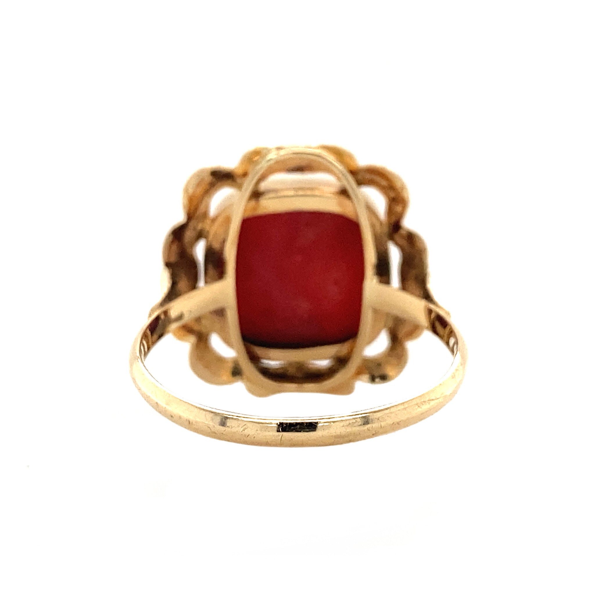 Gouden ring met bloedkoraal 14 krt