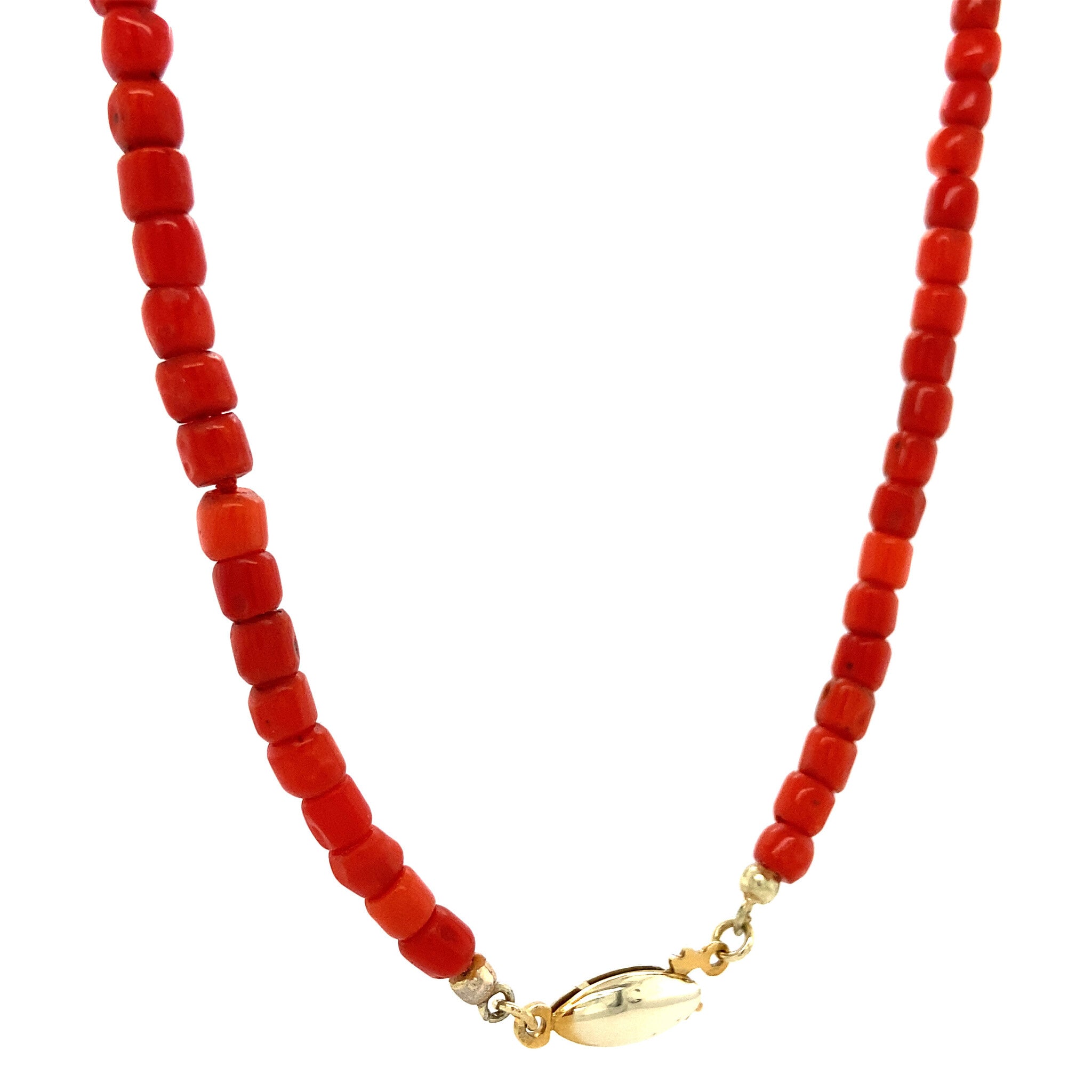 Blood coral necklace with gold clasp 45 cm 14 krt