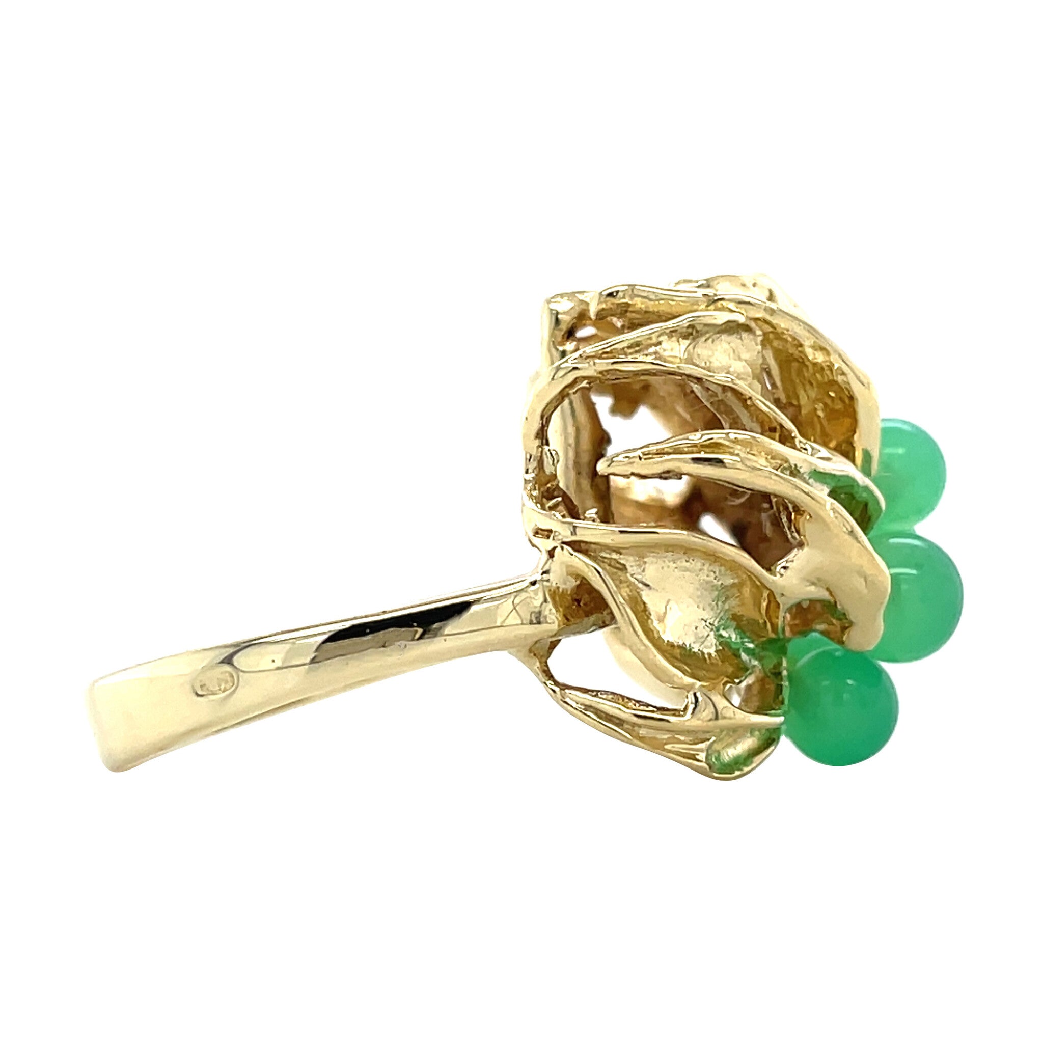 Gouden vintage ring met chrysopraas14 krt