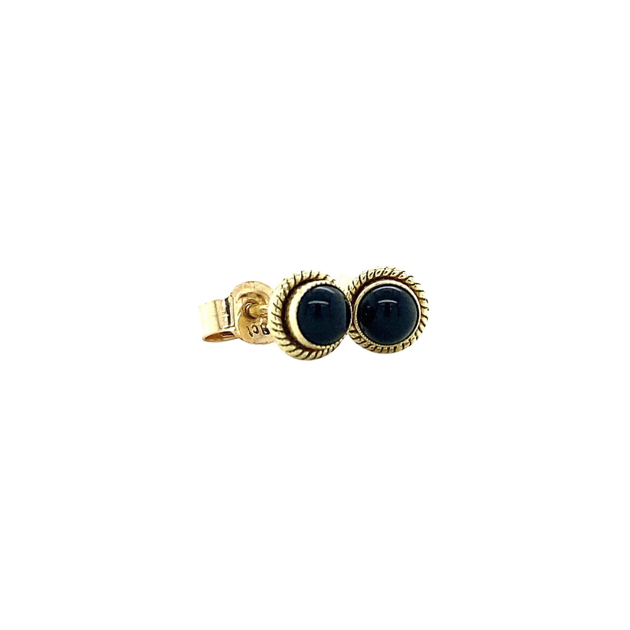 14 kt gold stud earrings with onyx