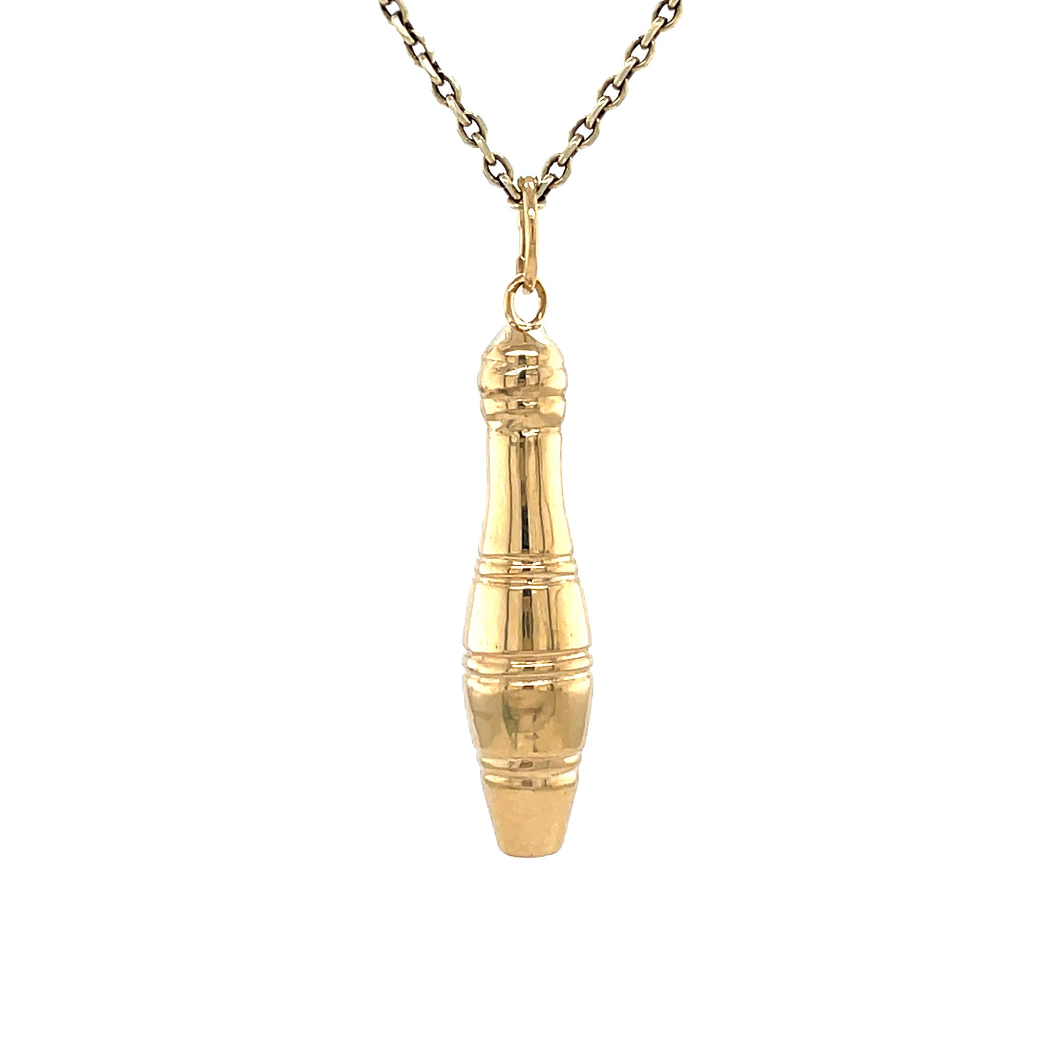 Gouden vintage bowling kegel hanger 14 krt