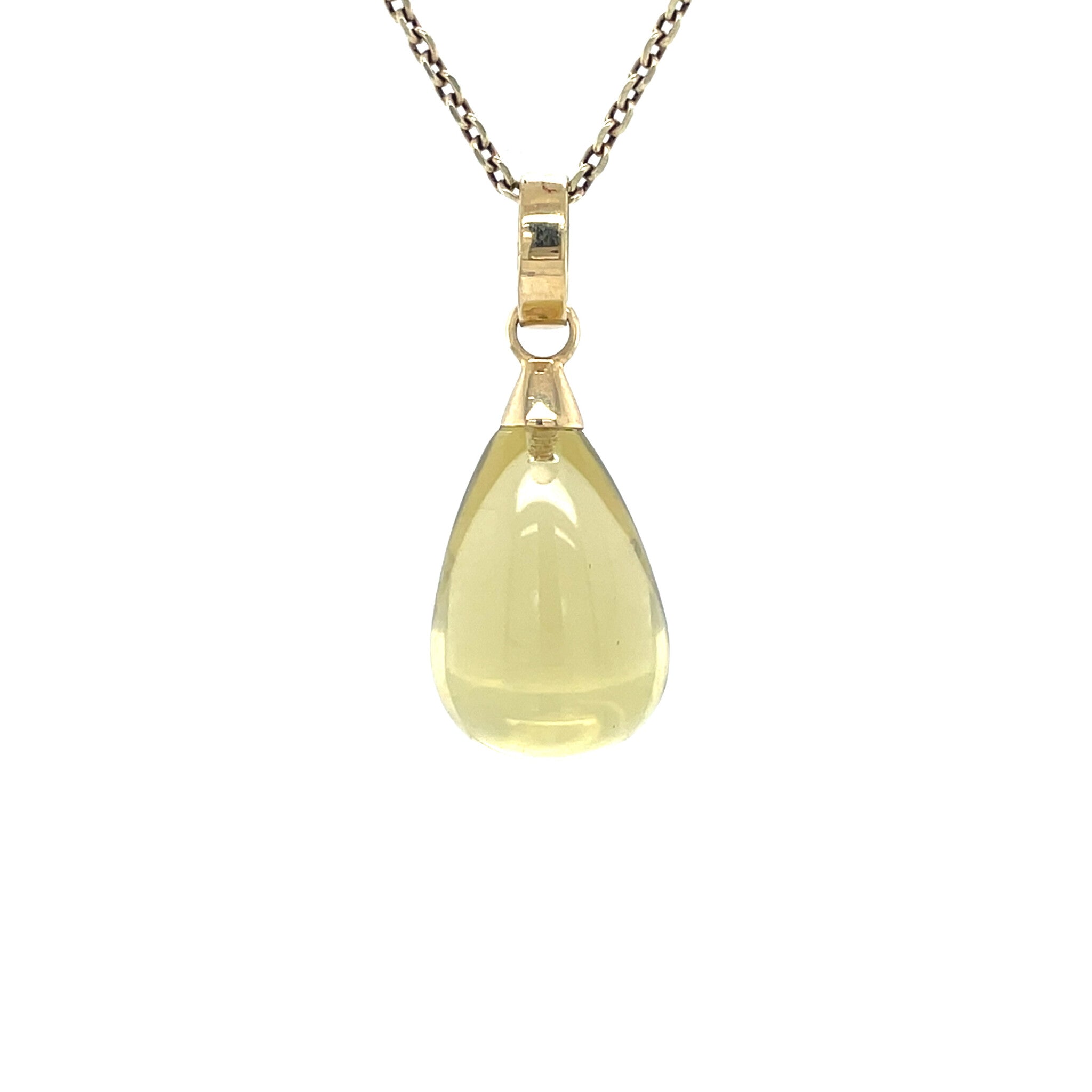 Gold vintage pendant with prasiolite 14 krt