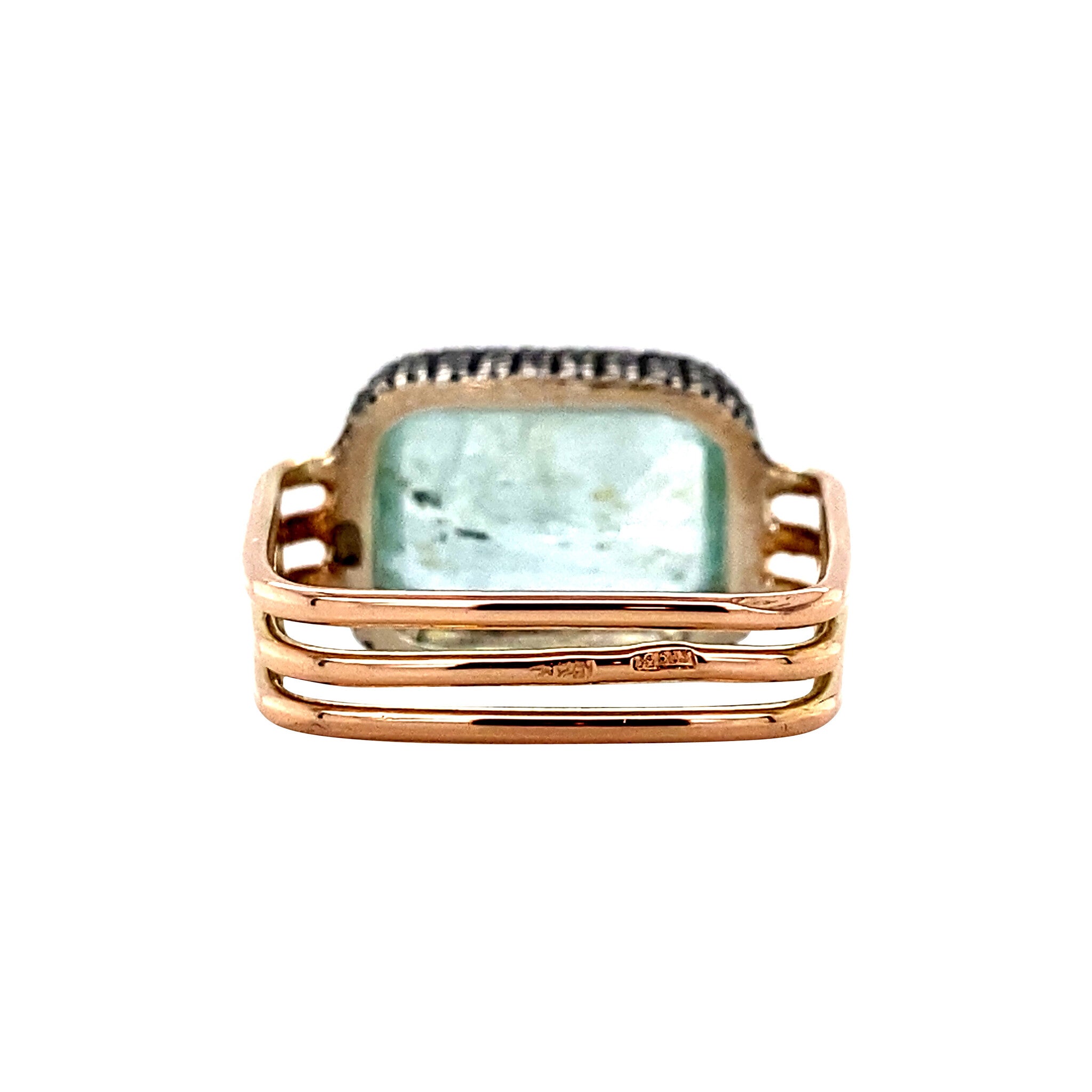 Gouden ring met aquamarijn en diamant 14 krt/835