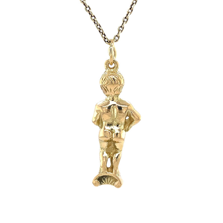 Gouden vintage Manneke pis hanger 18 krt