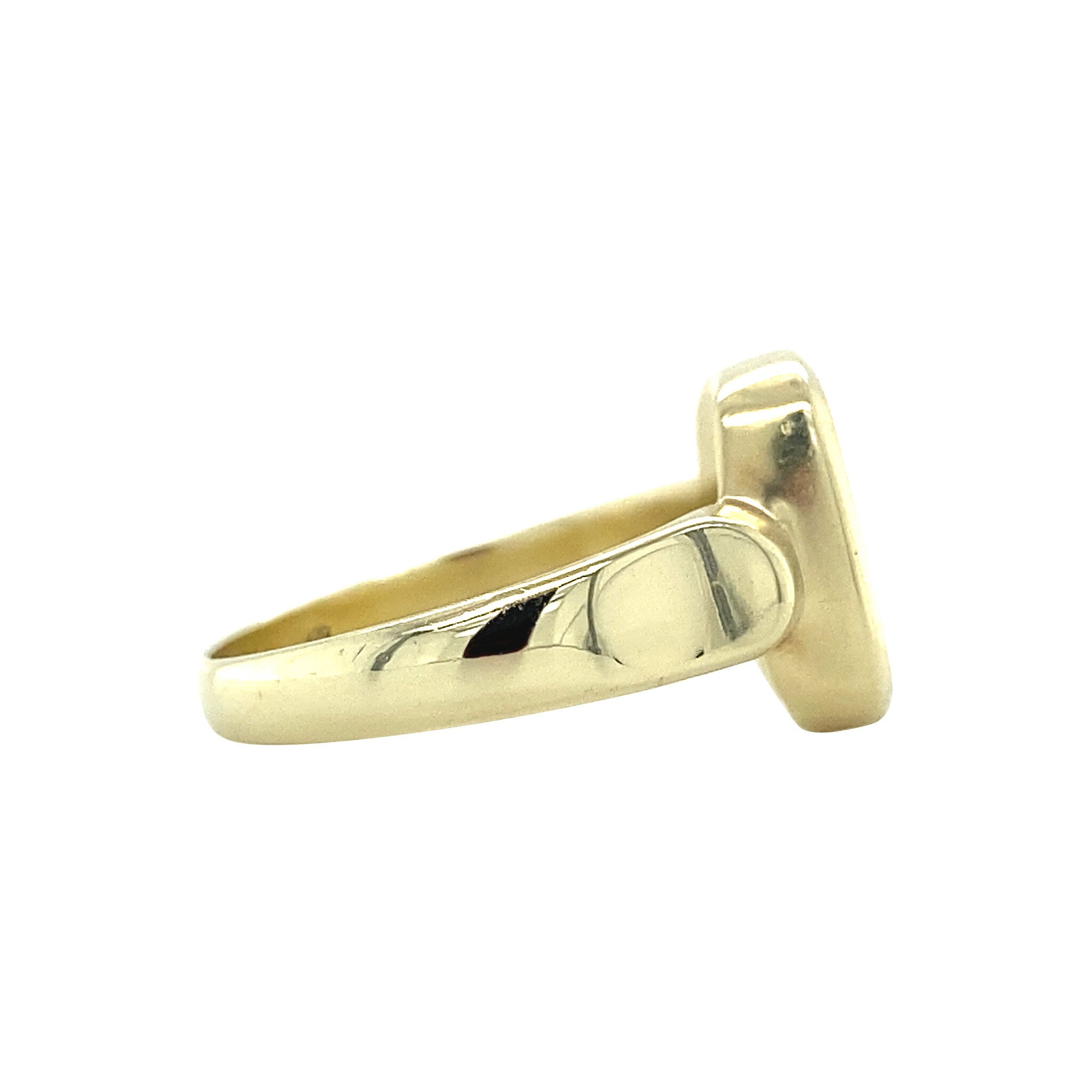 Gouden zegelring met blauwe laagsteen 14 krt