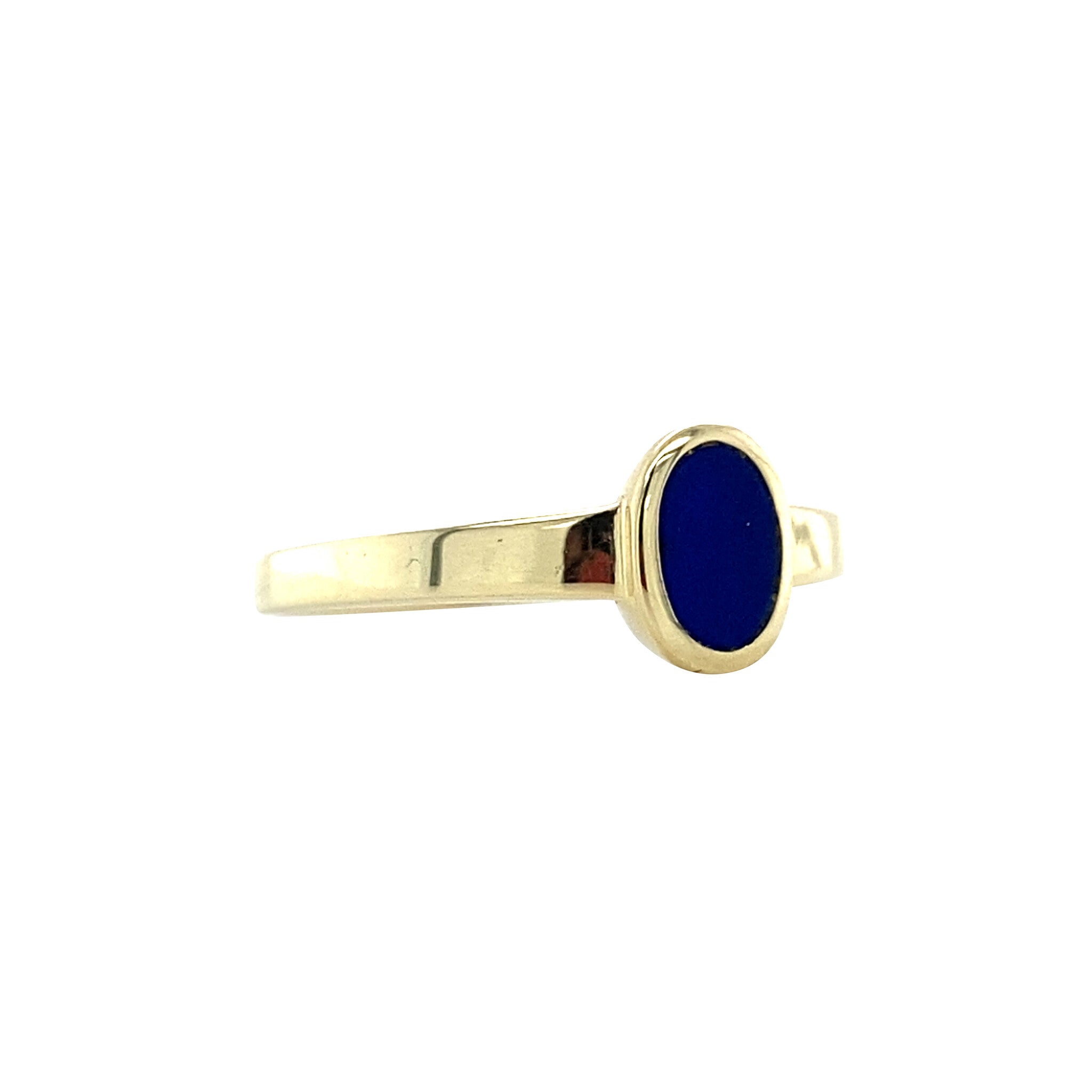 Gouden vintage ring met lapis lazuli 14 krt