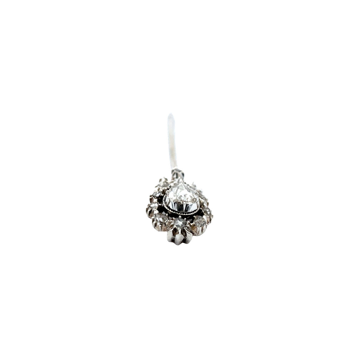 Zilveren vintage broche met roosdiamant 835
