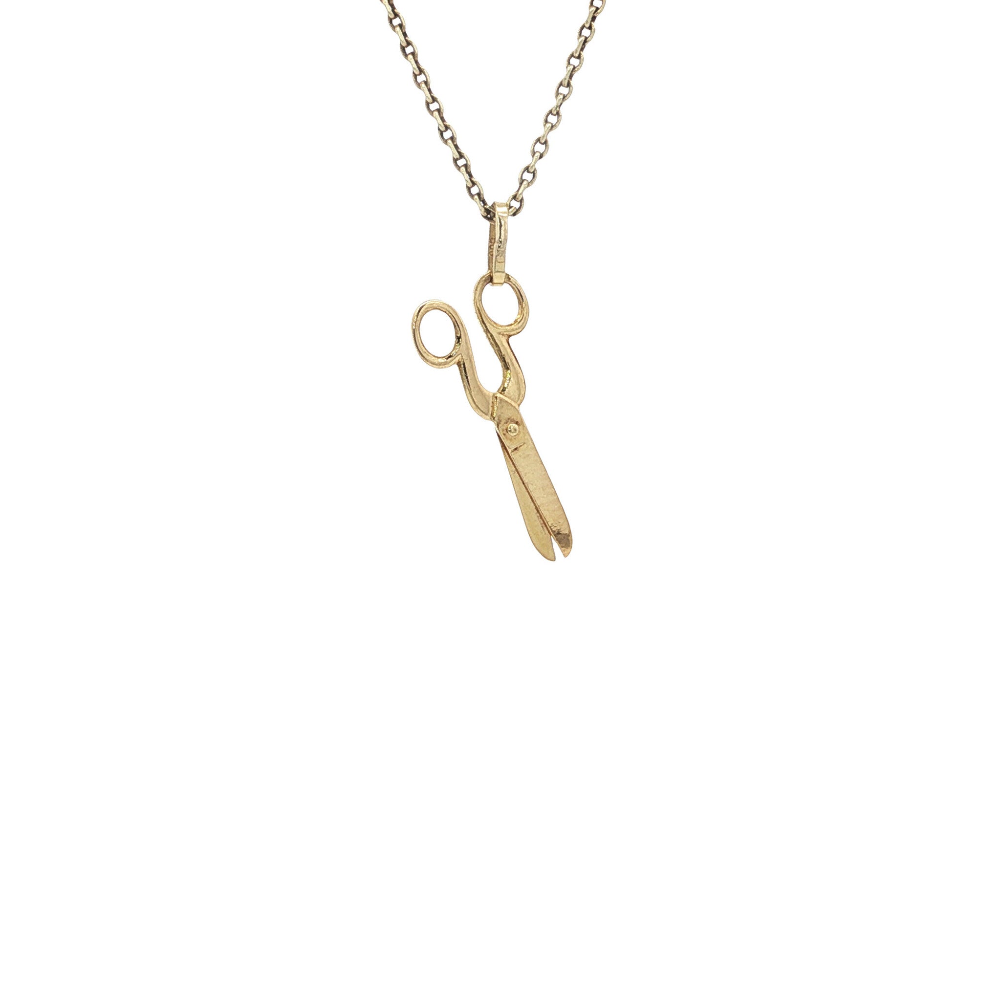 Golden vintage scissor pendant 14 kt