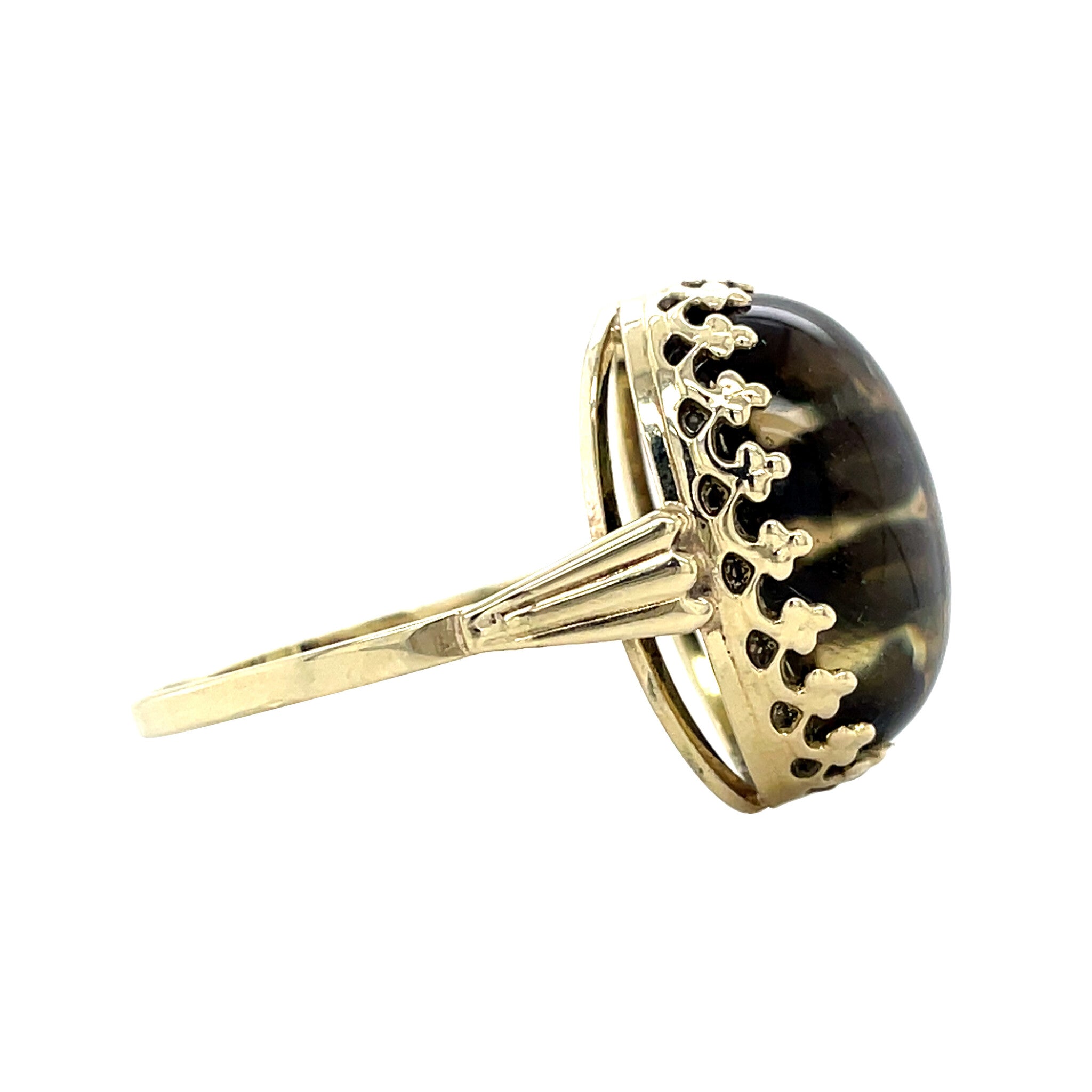 Vintage ring met cairngormkwarts 8 krt