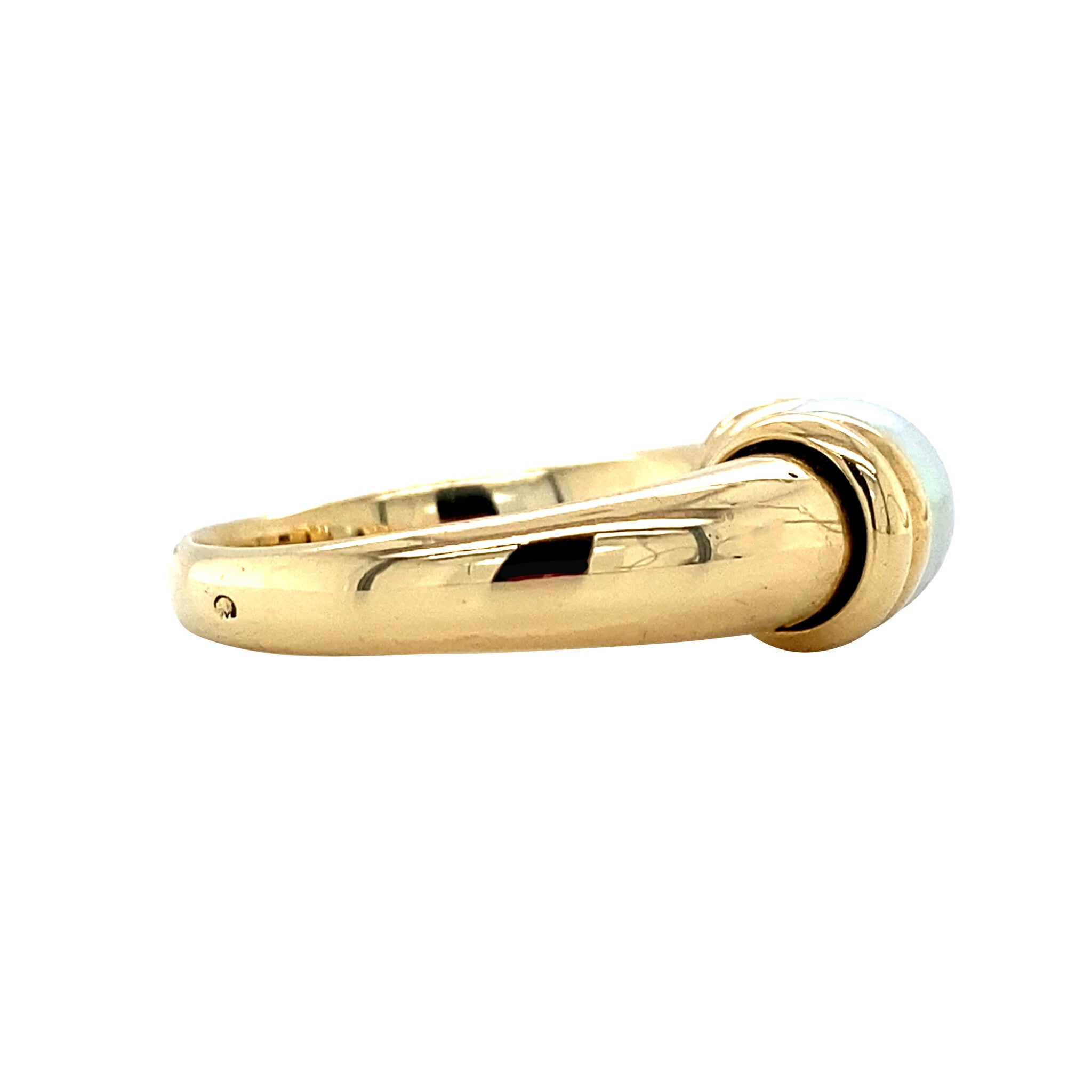 Gouden vintage ring met parel 18 krt