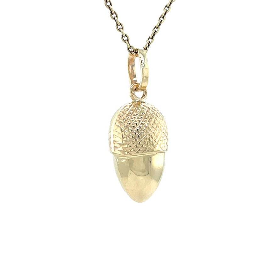 Gouden vintage eikel hanger 14 kt